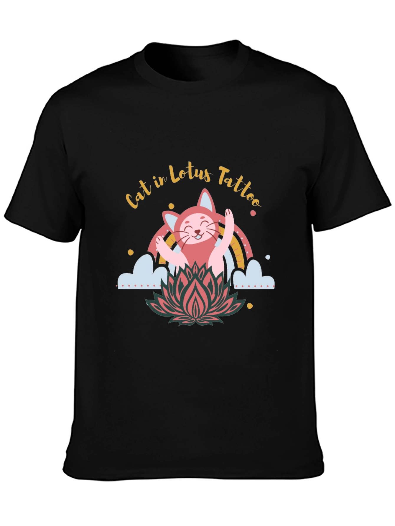 Cat in Lotus Tattoo Graphic Tee