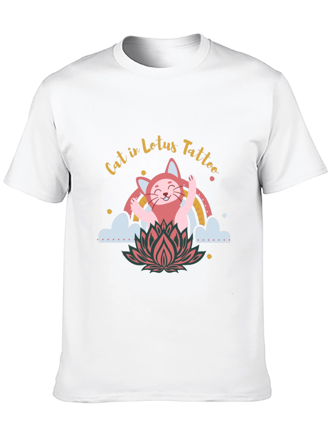 Cat in Lotus Tattoo Graphic Tee