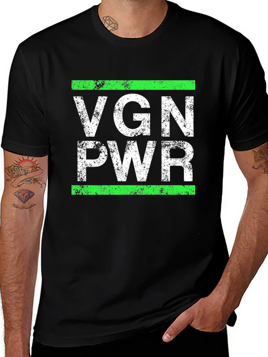 VGN PWR Vegan T-Shirt - Green & White Graphic Tee