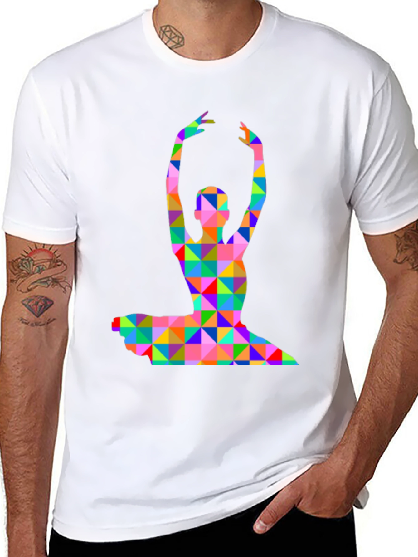 Geometric Ballerina Graphic T-Shirt - Black