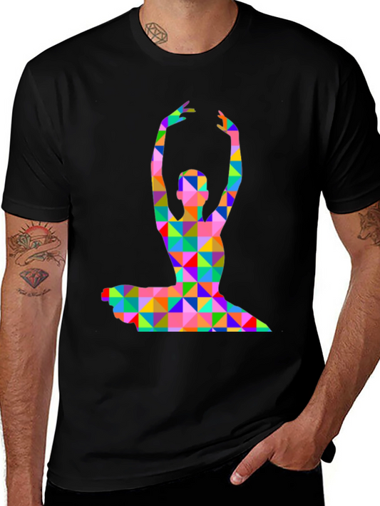 Geometric Ballerina Graphic T-Shirt - Black