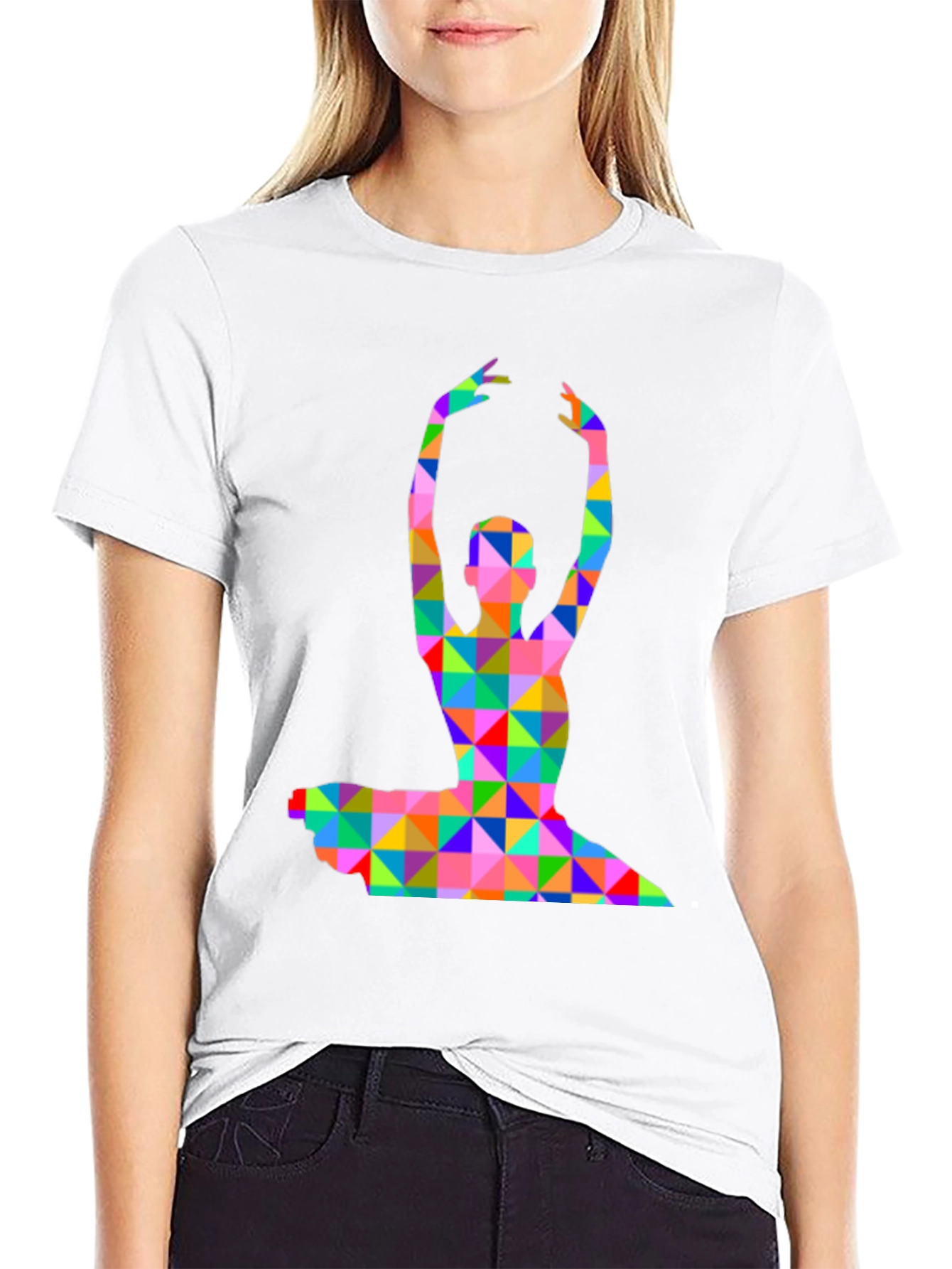 Geometric Ballerina Graphic T-Shirt - Black