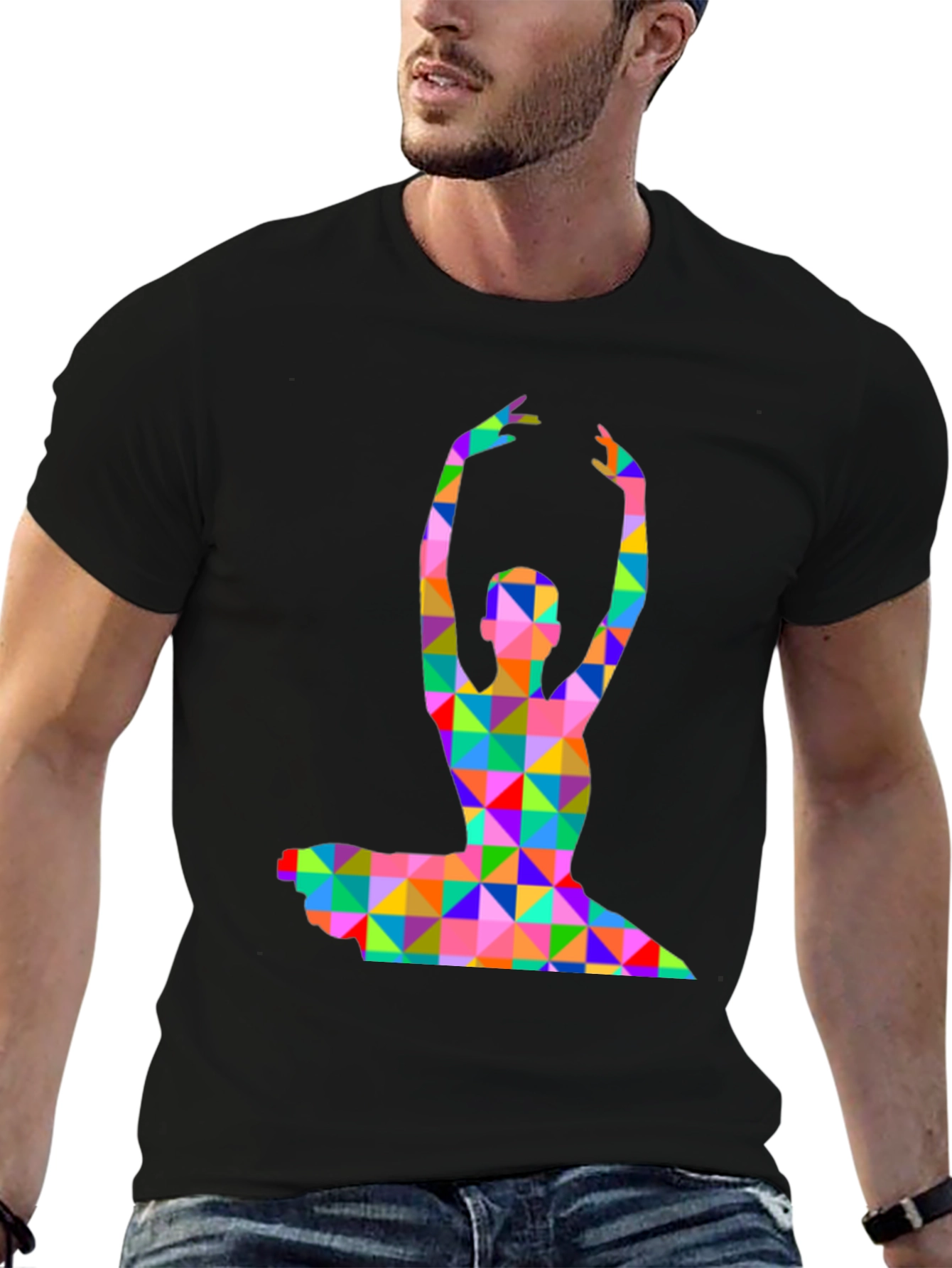 Geometric Ballerina Graphic T-Shirt - Black
