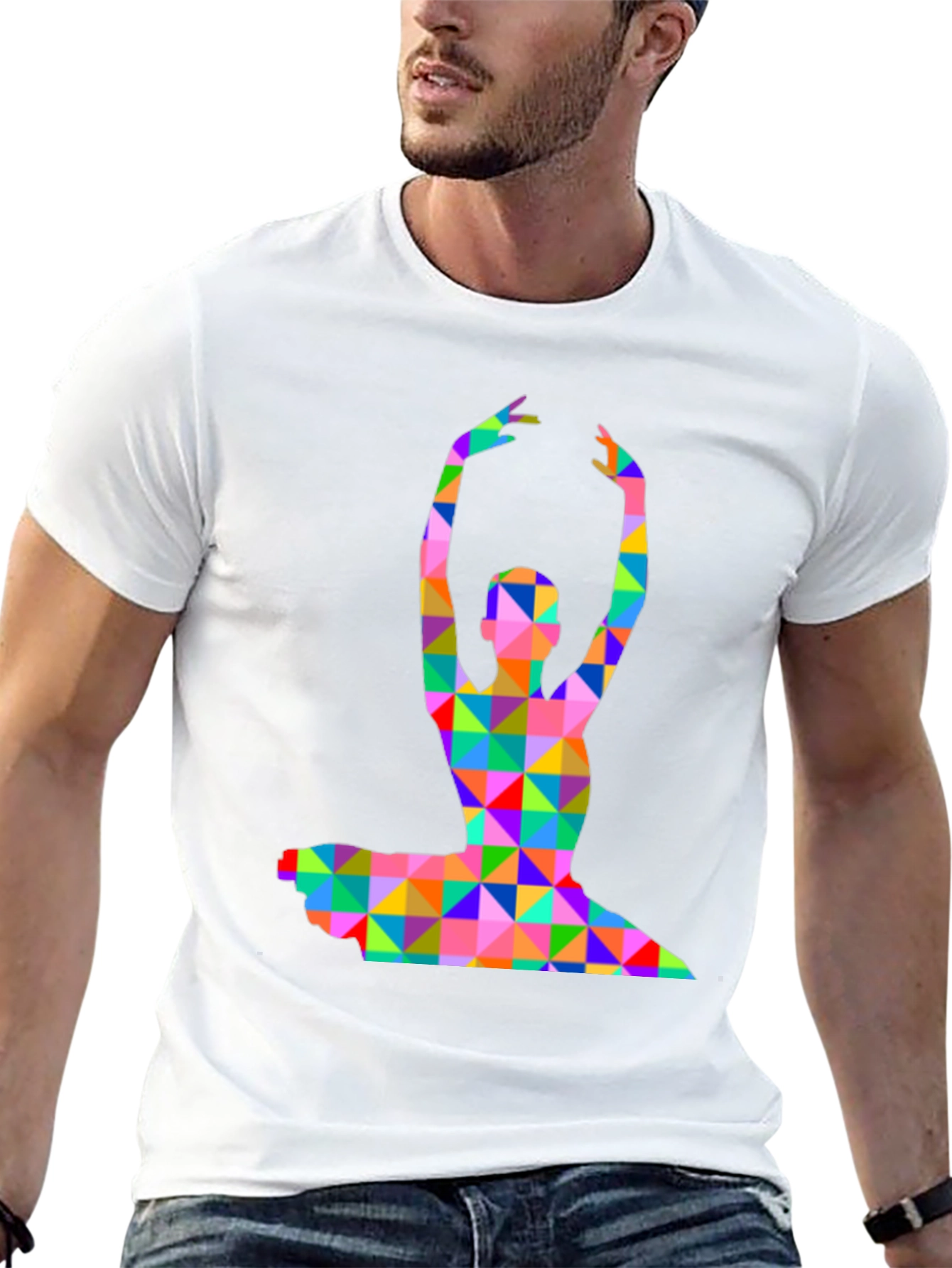 Geometric Ballerina Graphic T-Shirt - Black