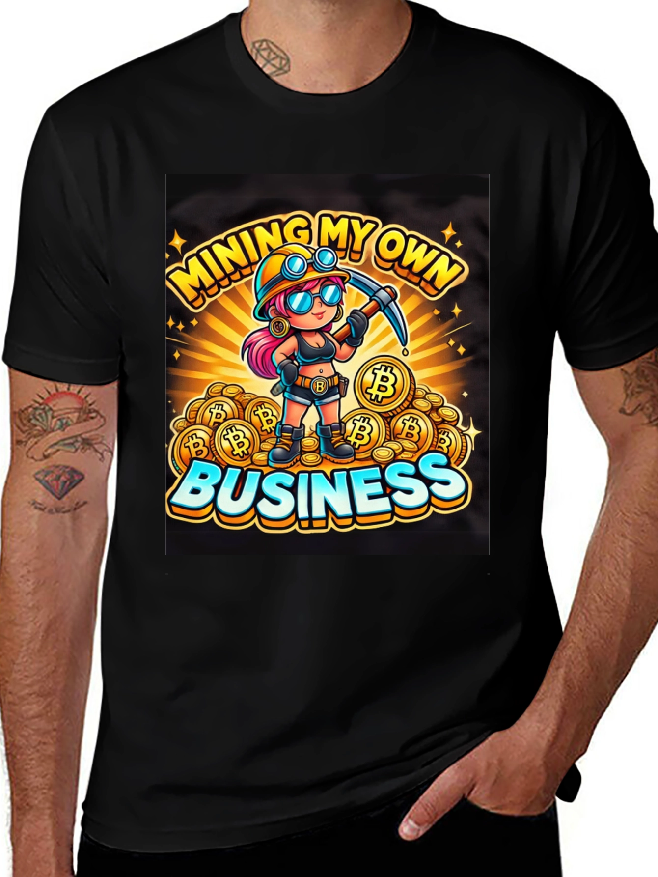 Mining My Own Business Bitcoin Cartoon T-Shirt