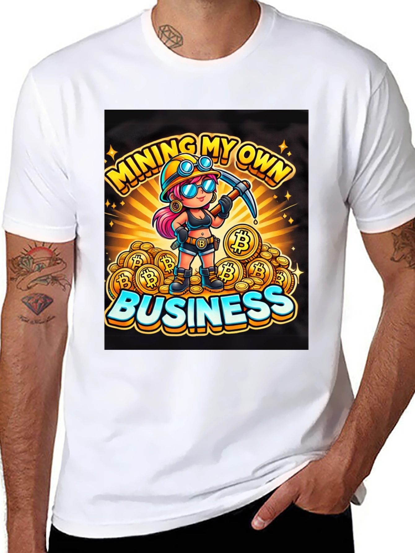 Mining My Own Business Bitcoin Cartoon T-Shirt