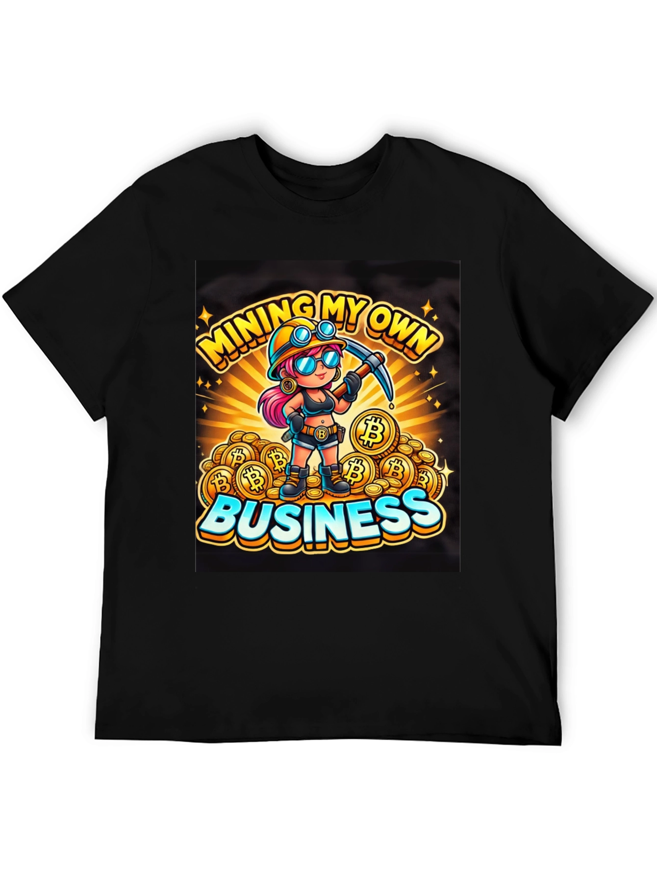 Mining My Own Business Bitcoin Cartoon T-Shirt