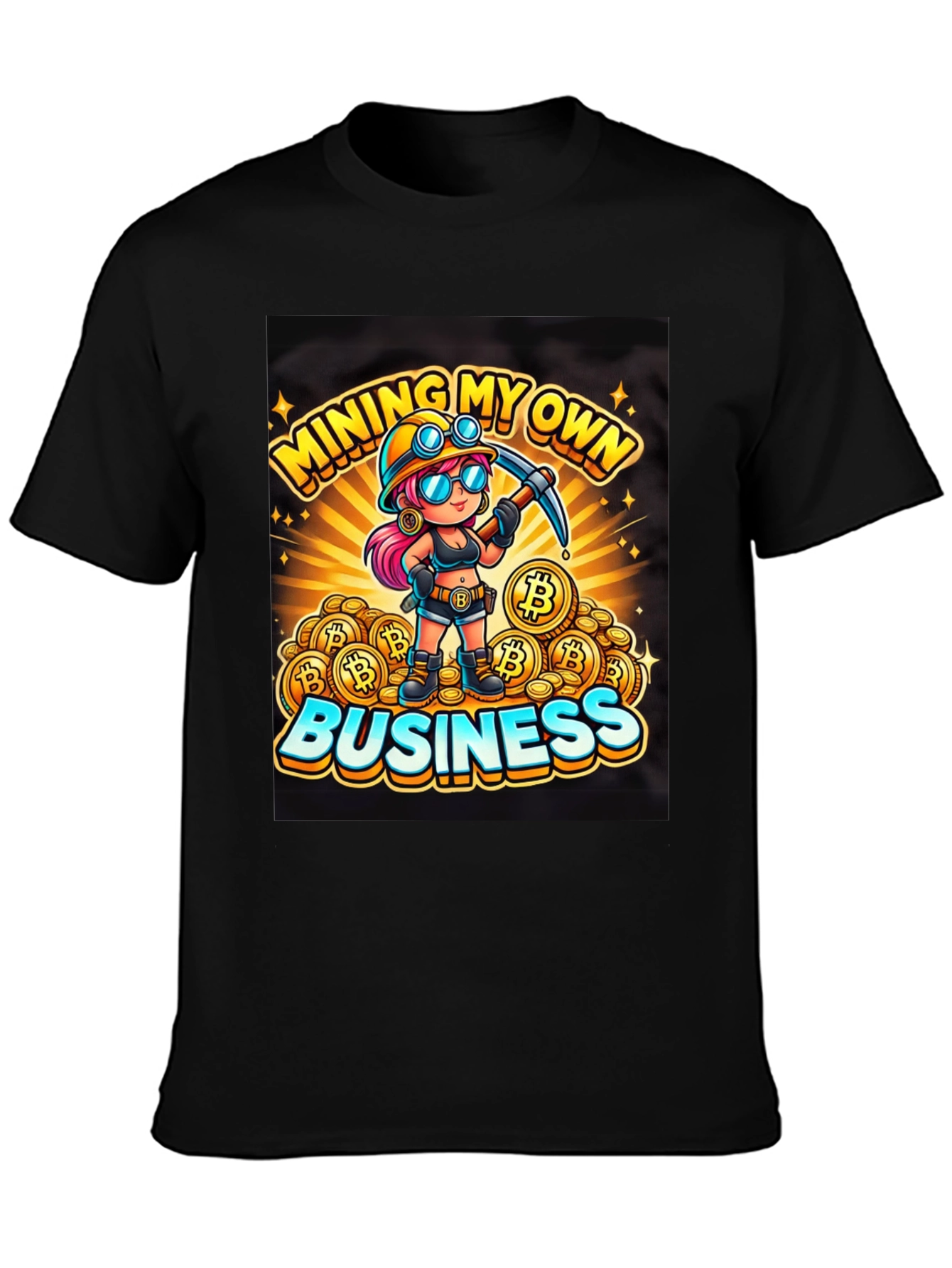 Mining My Own Business Bitcoin Cartoon T-Shirt