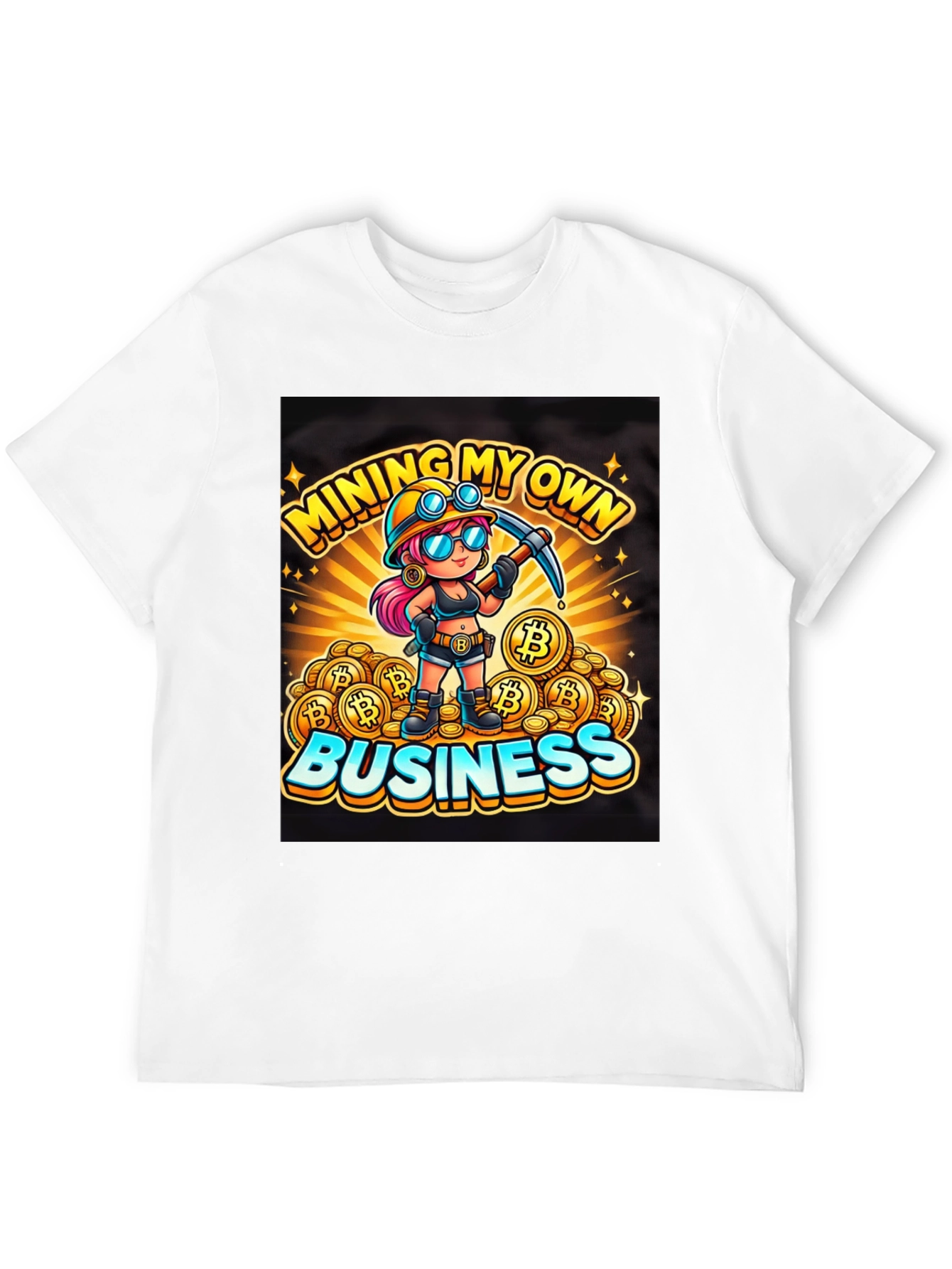 Mining My Own Business Bitcoin Cartoon T-Shirt