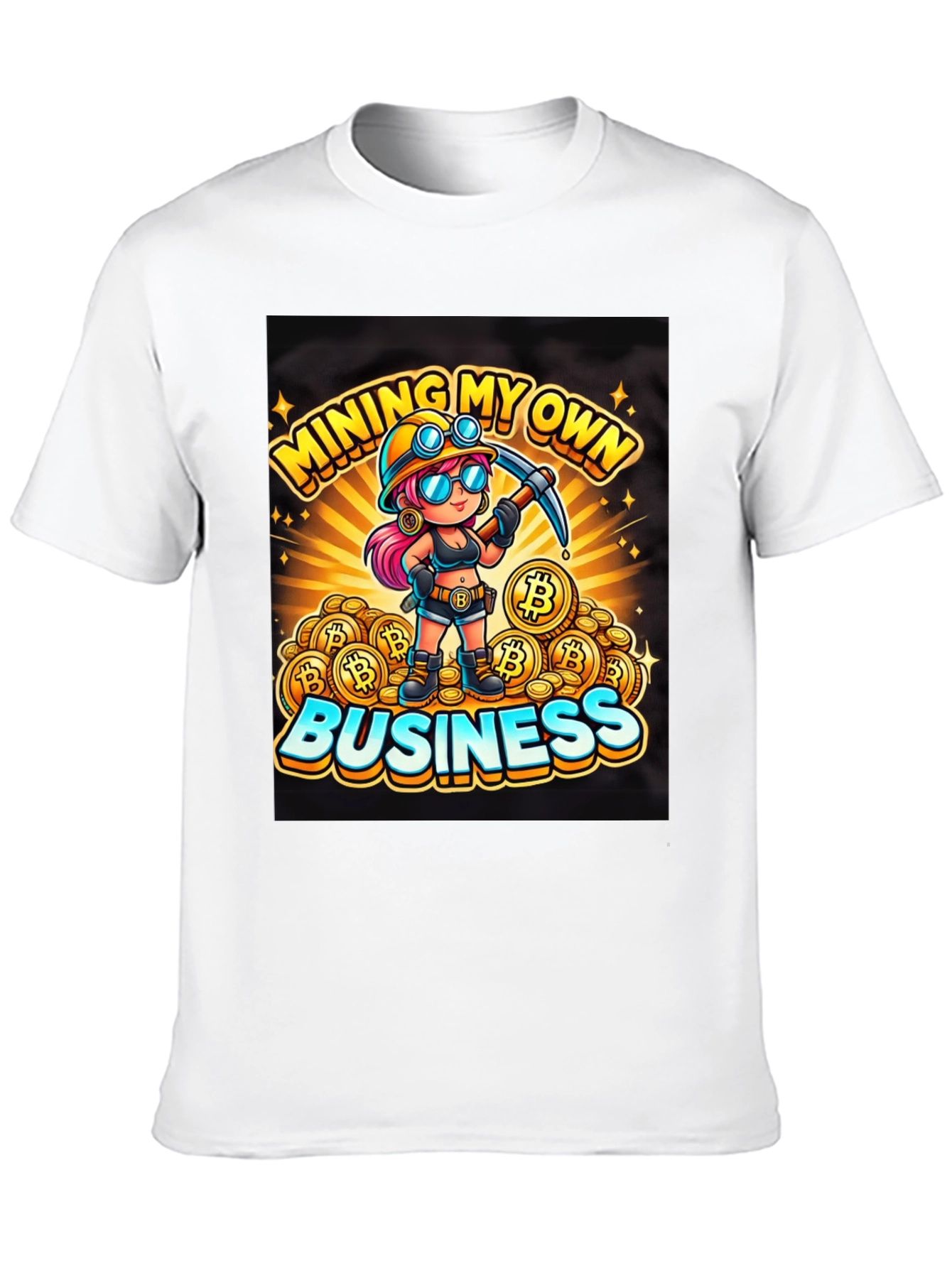 Mining My Own Business Bitcoin Cartoon T-Shirt