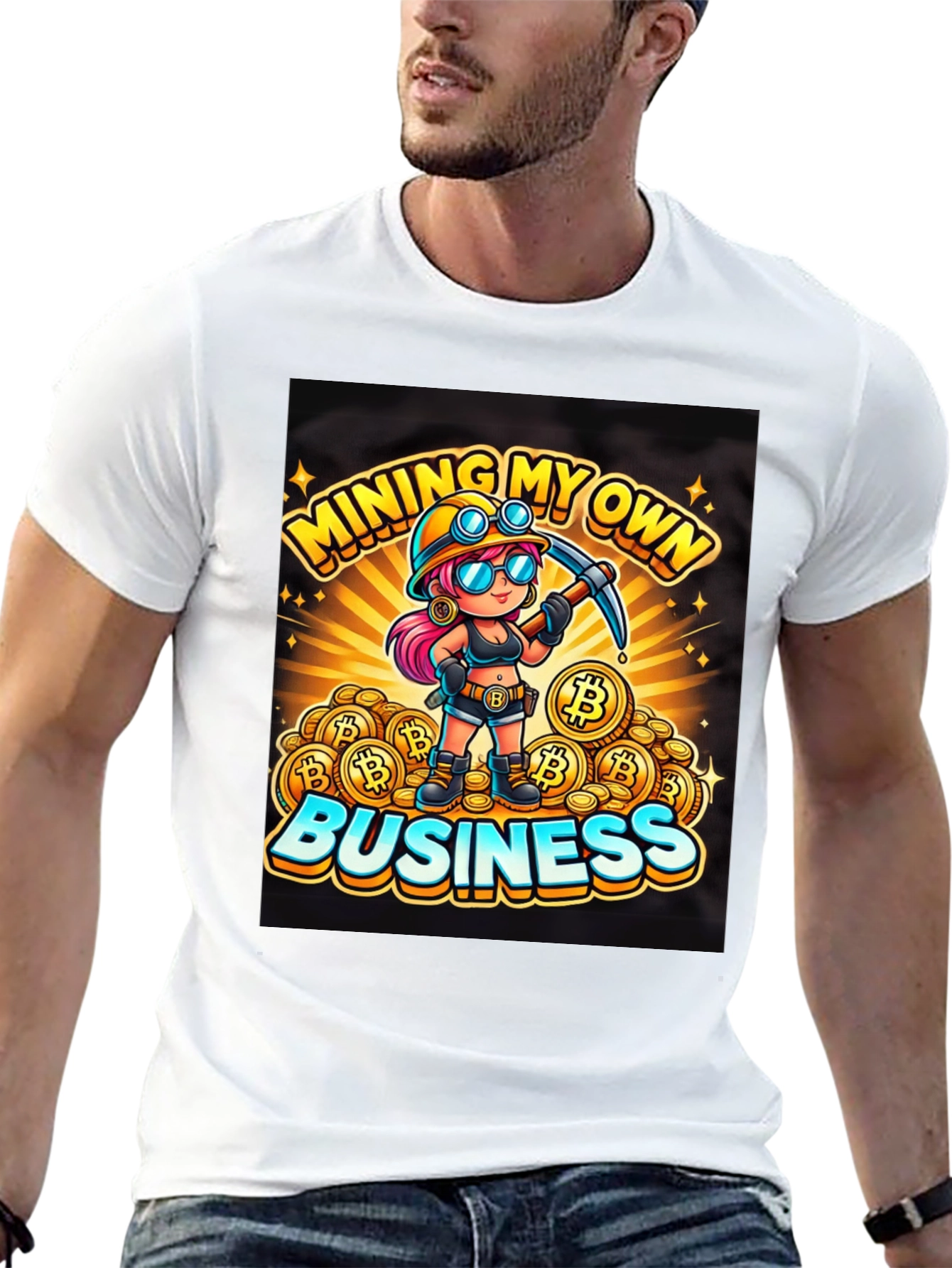 Mining My Own Business Bitcoin Cartoon T-Shirt