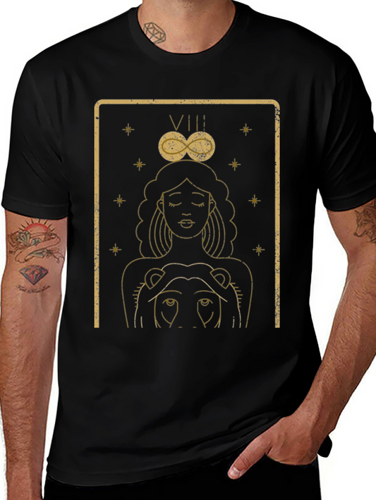 VIII Strength Tarot Card Graphic Tee - Unisex Black T-Shirt