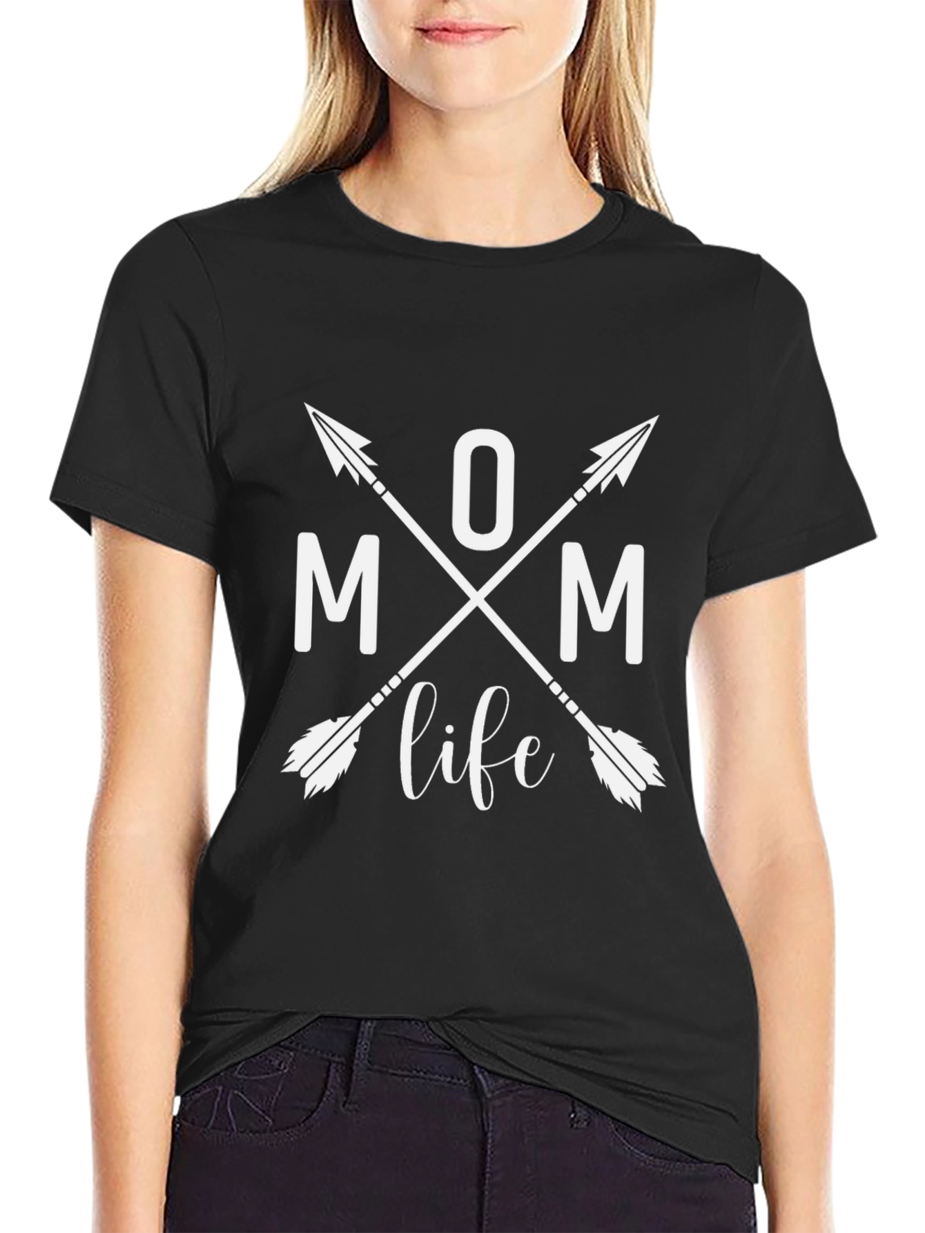 Mom Life Arrow Graphic Tee - Black