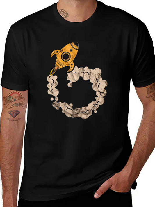 Rocket Launch Graphic Tee - Black Cotton Comfort