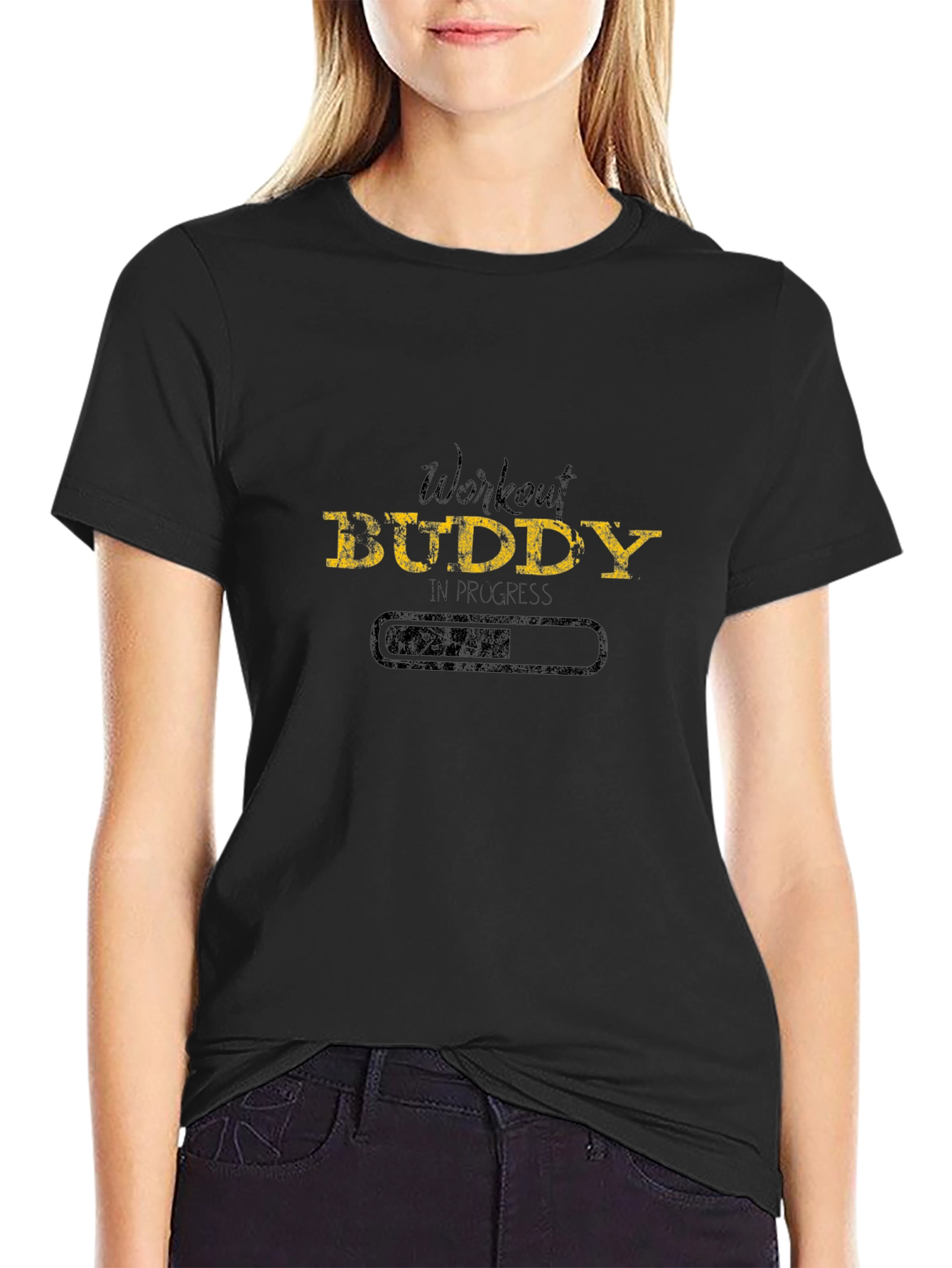 Workout Buddy In Progress Black T-Shirt