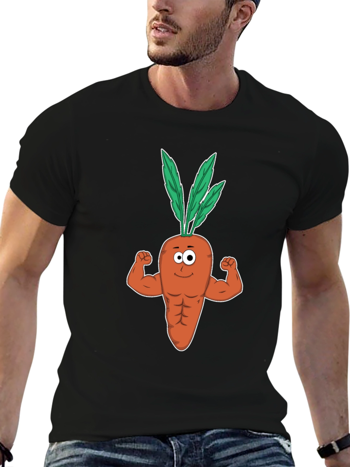 Funny Muscular Carrot Gym T-Shirt - Black