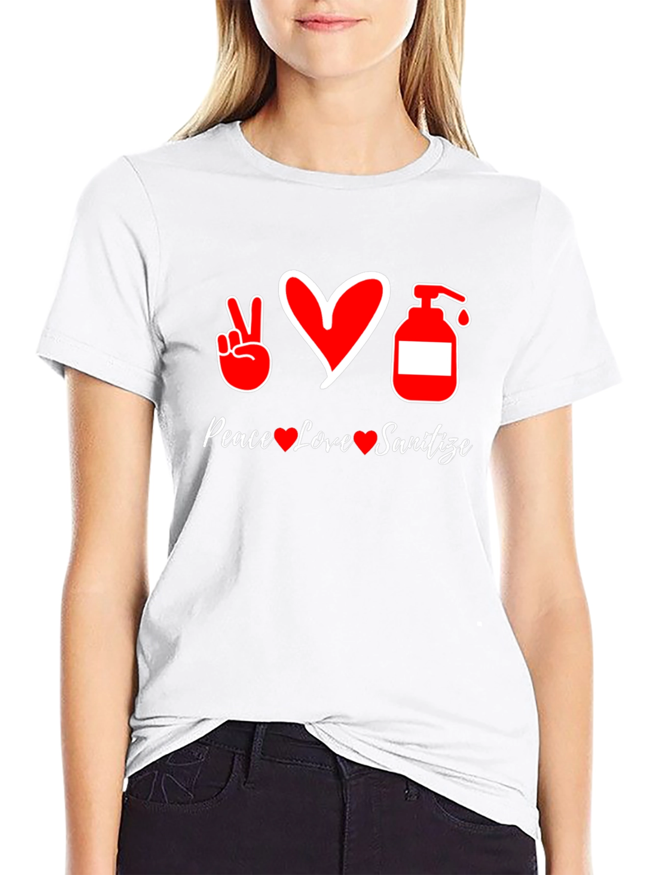 Peace Love Sanitize Black T-Shirt