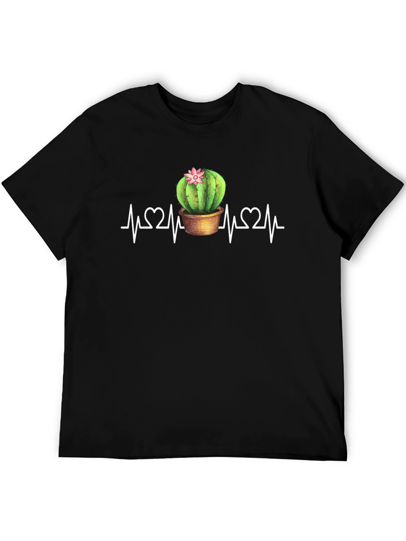 Cactus Heartbeat Graphic Tee - Black