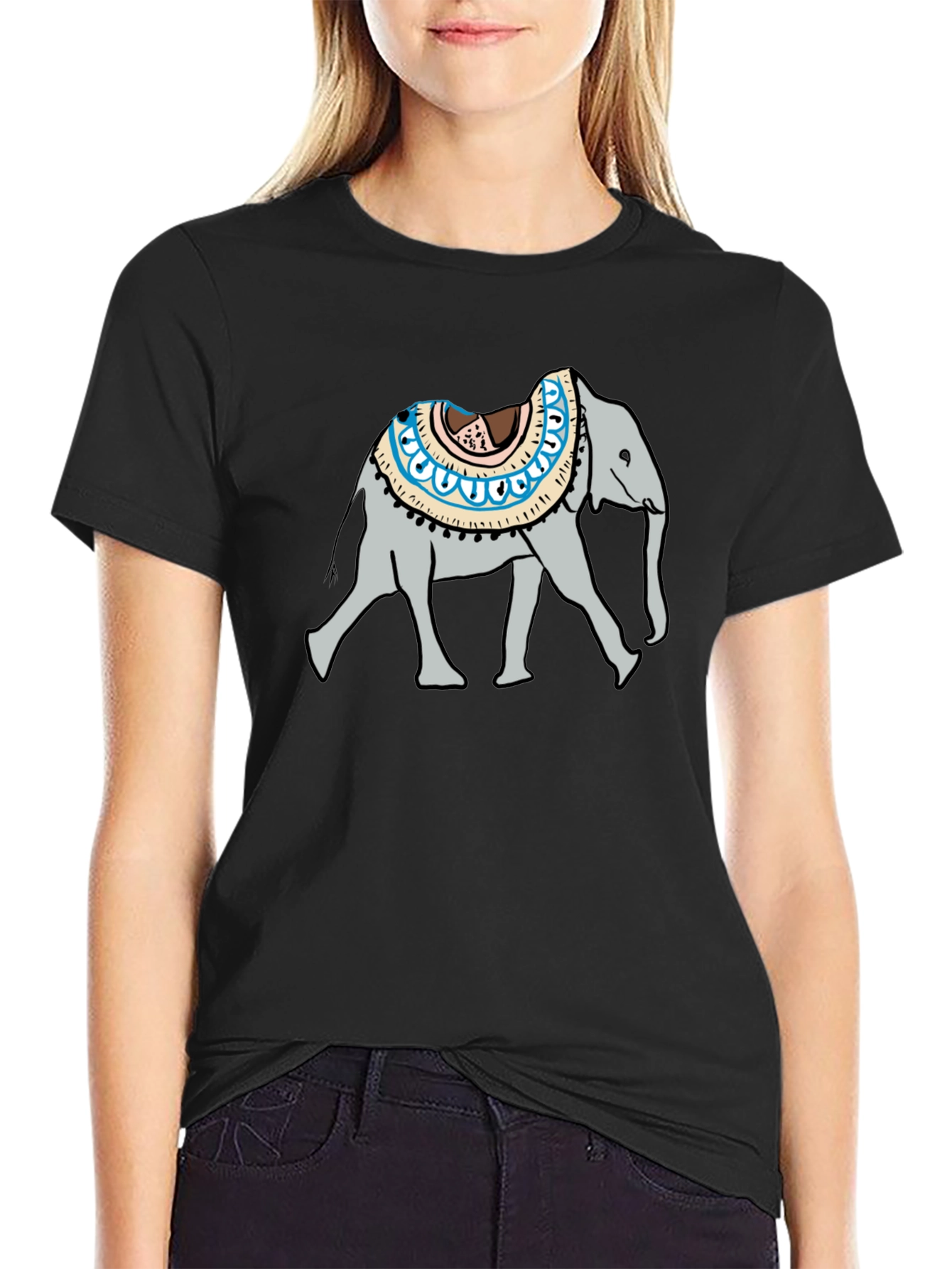 Elephant Graphic Tee - Casual Black T-Shirt