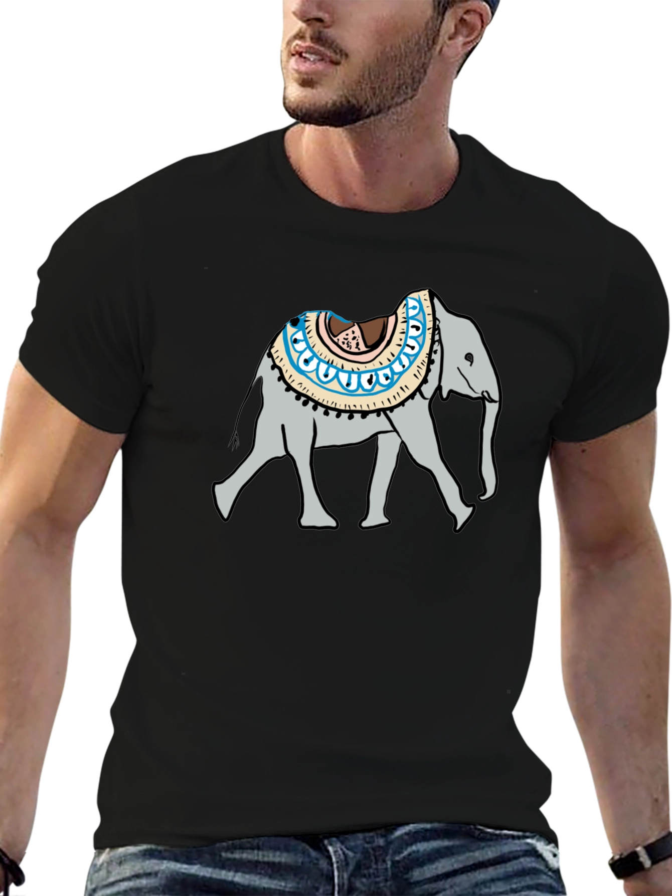 Elephant Graphic Tee - Casual Black T-Shirt