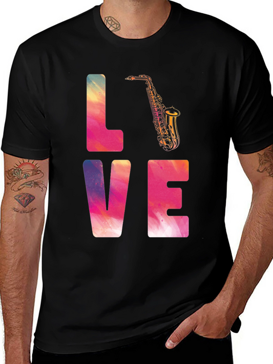 Love Saxophone Graphic T-Shirt - Stylish Musician Tee
