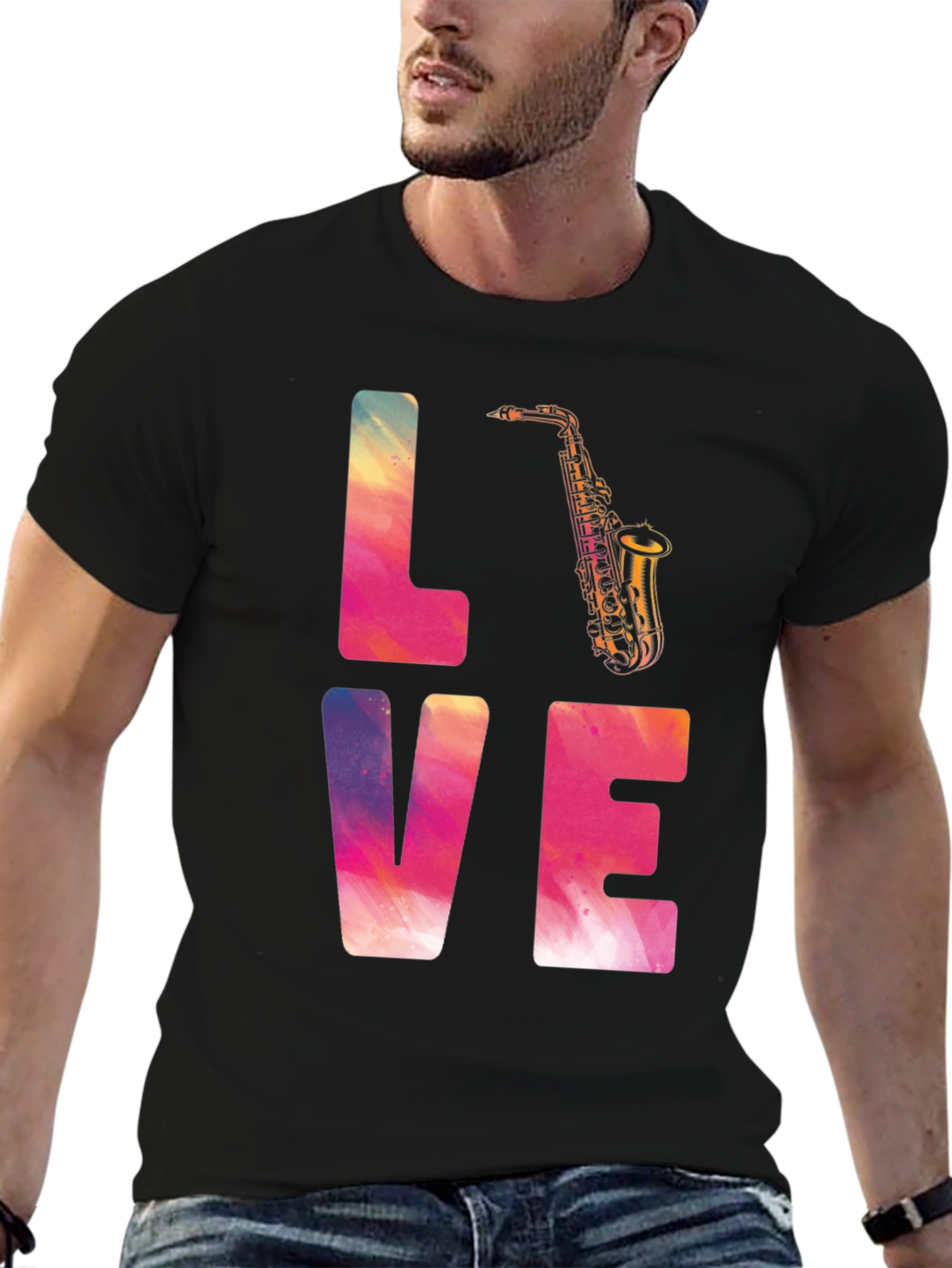 Love Saxophone Graphic T-Shirt - Stylish Musician Tee
