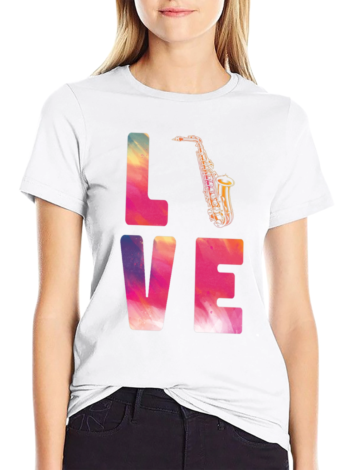 Love Saxophone Graphic T-Shirt - Stylish Musician Tee