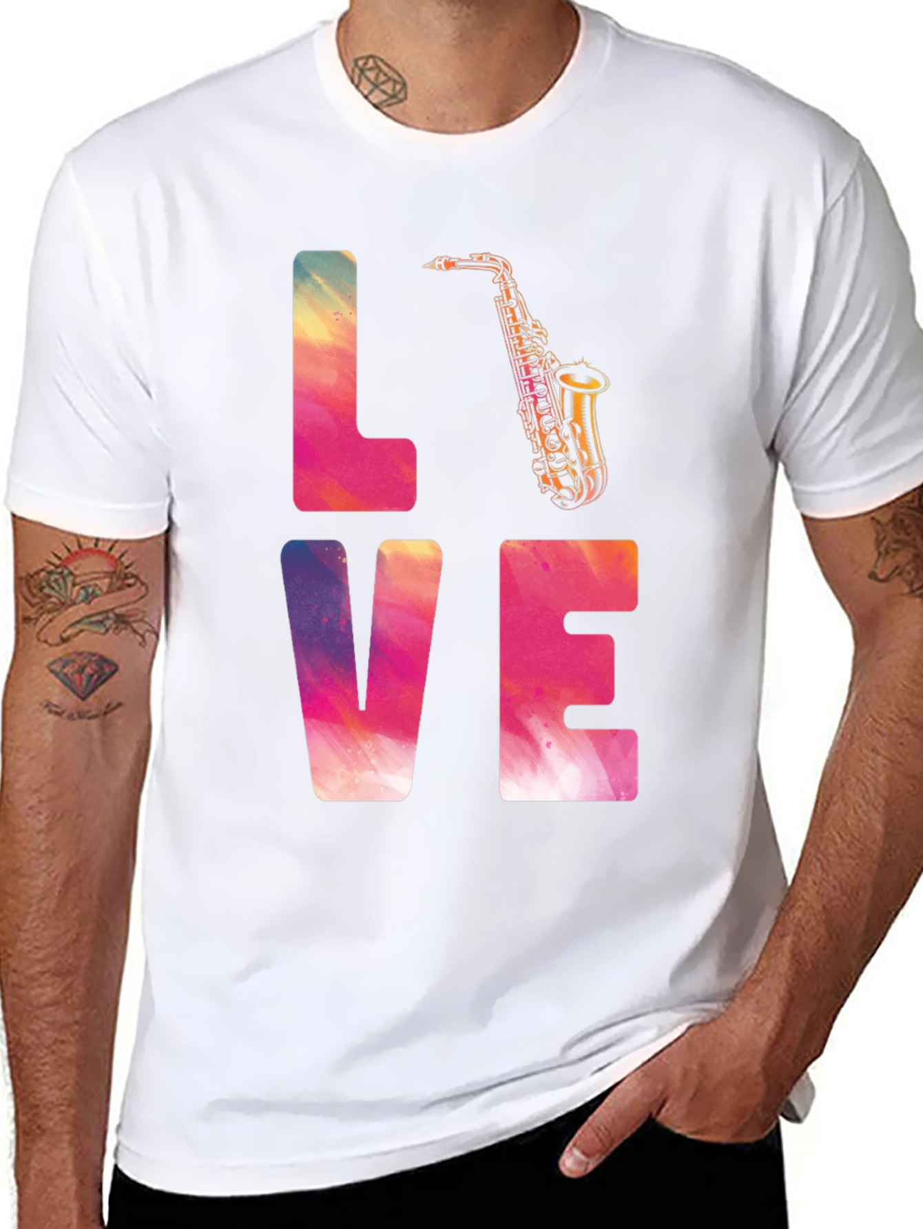 Love Saxophone Graphic T-Shirt - Stylish Musician Tee