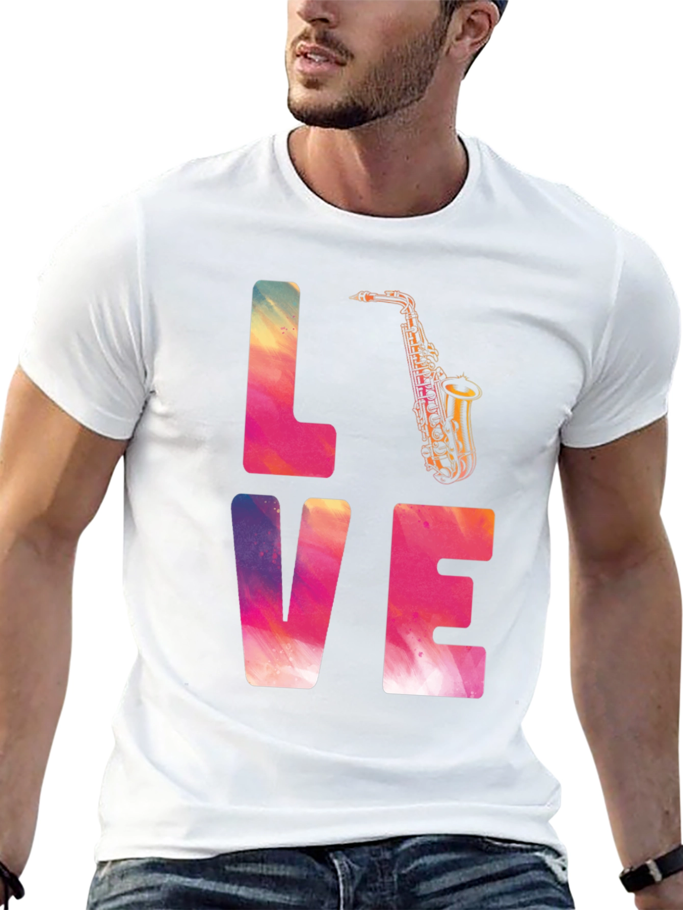 Love Saxophone Graphic T-Shirt - Stylish Musician Tee