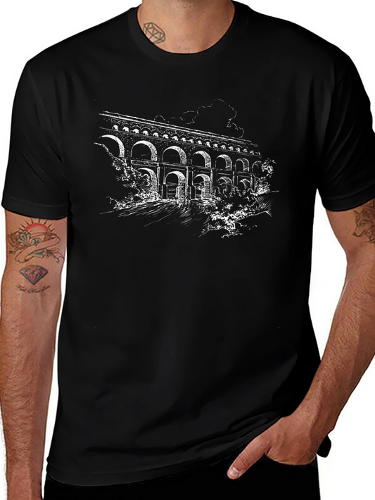 Aqueduct Graphic Tee - Stylish Black T-Shirt