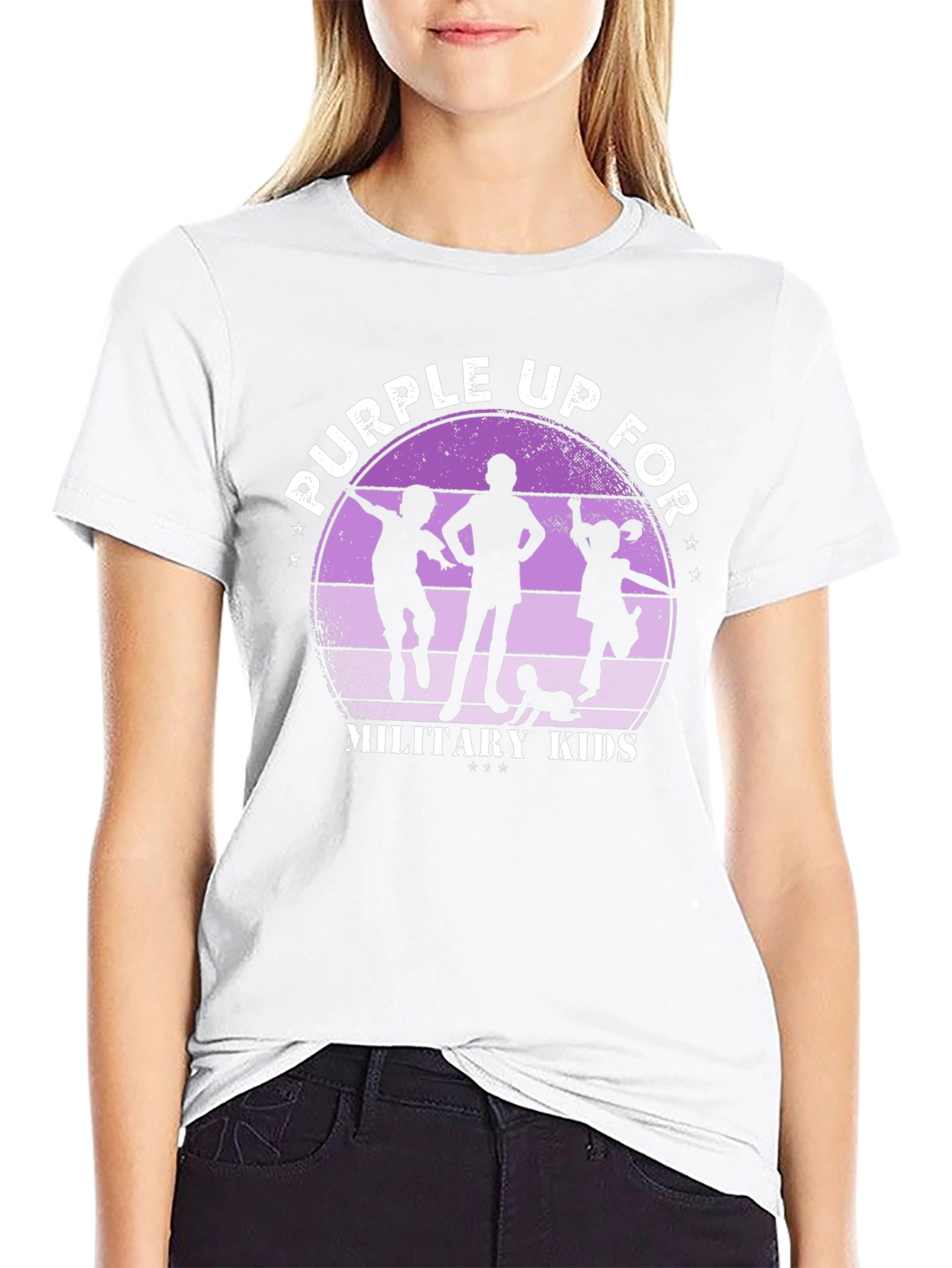 Purple Up For Military Kids Graphic T-Shirt