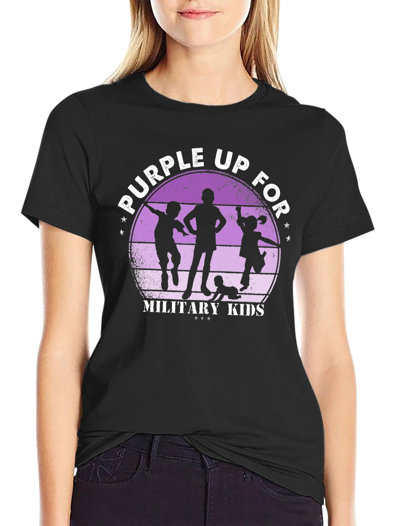 Purple Up For Military Kids Graphic T-Shirt