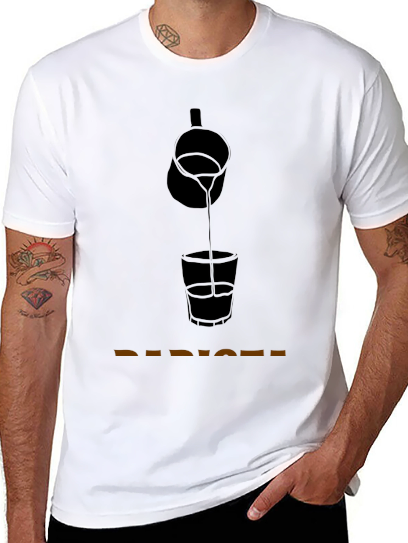 Bartender Pouring Shot Graphic T-Shirt - Classic Black Tee