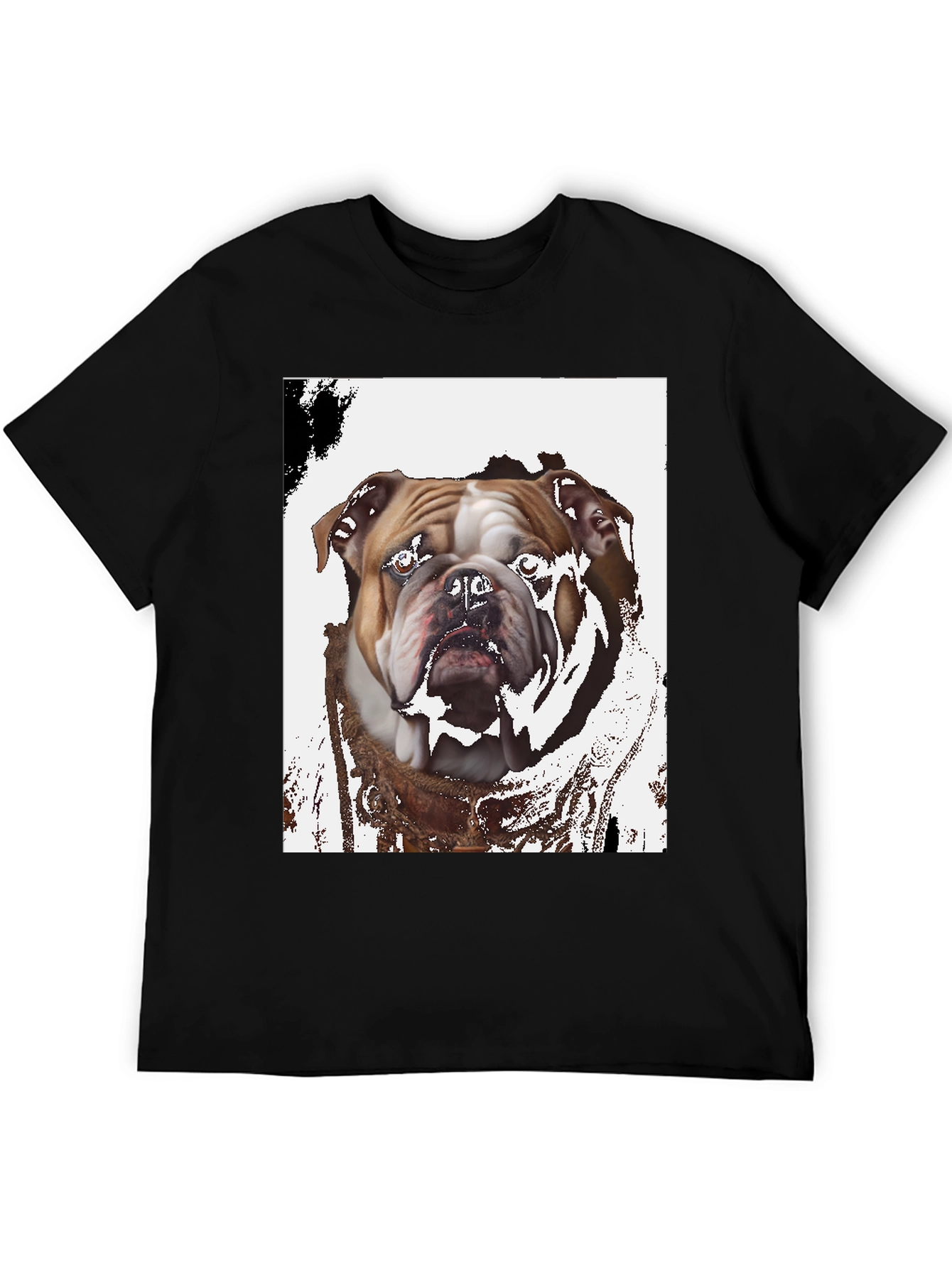 Bulldog Graphic Print Black T-Shirt
