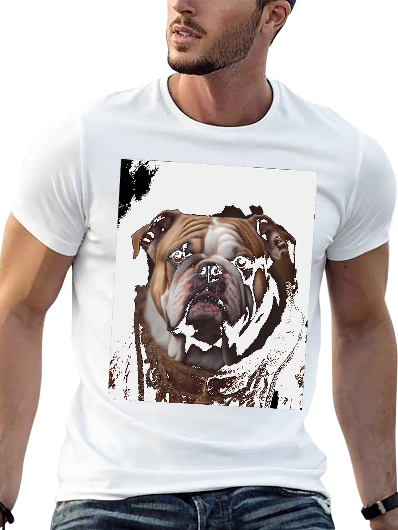 Bulldog Graphic Print Black T-Shirt