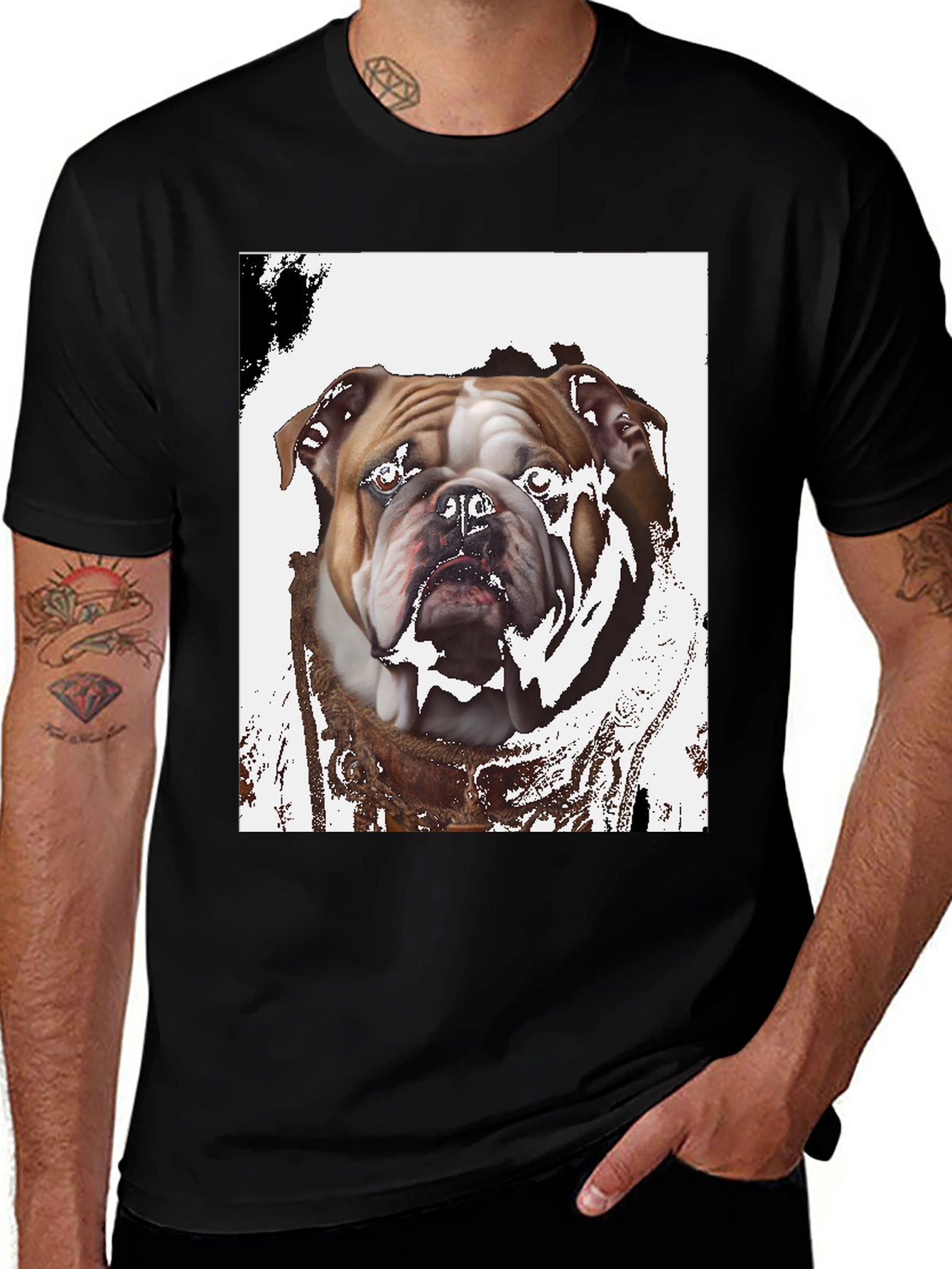Bulldog Graphic Print Black T-Shirt