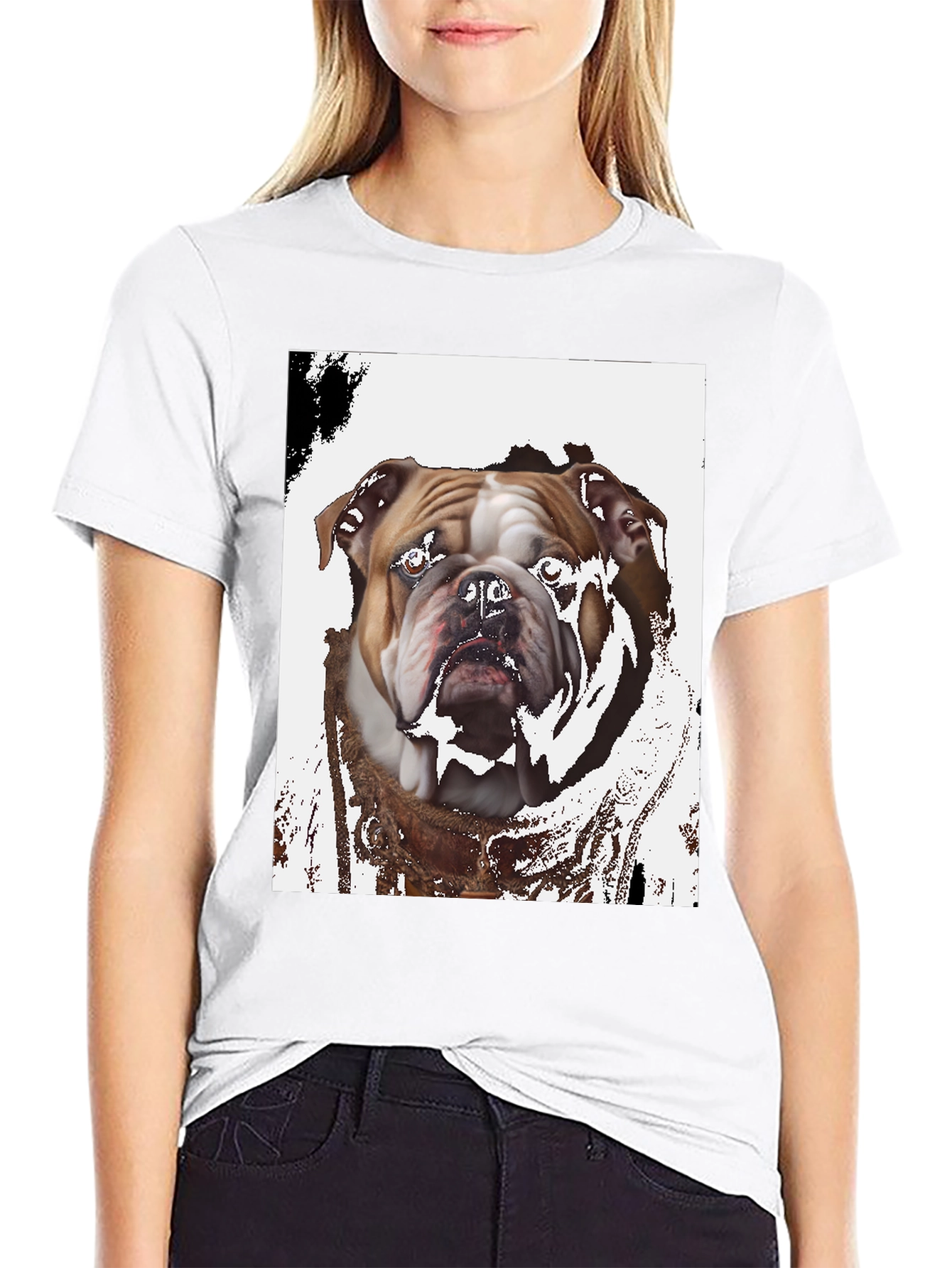 Bulldog Graphic Print Black T-Shirt