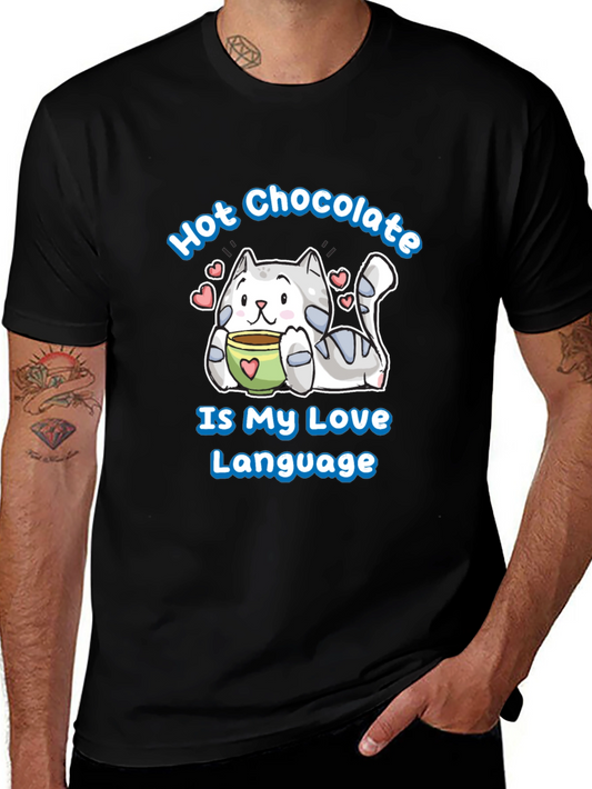 Hot Chocolate Cat Lover Black T-Shirt