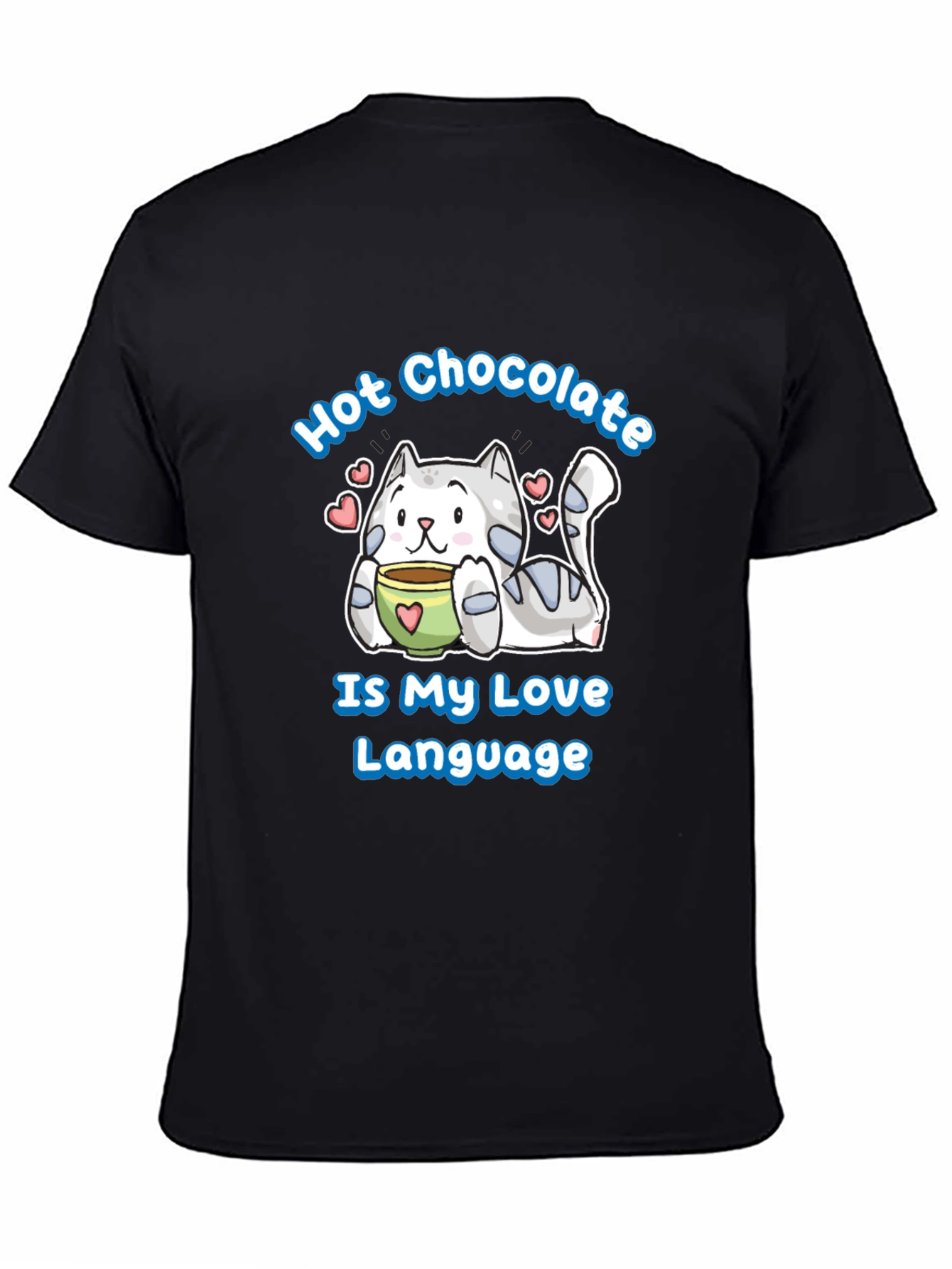 Hot Chocolate Cat Lover Black T-Shirt