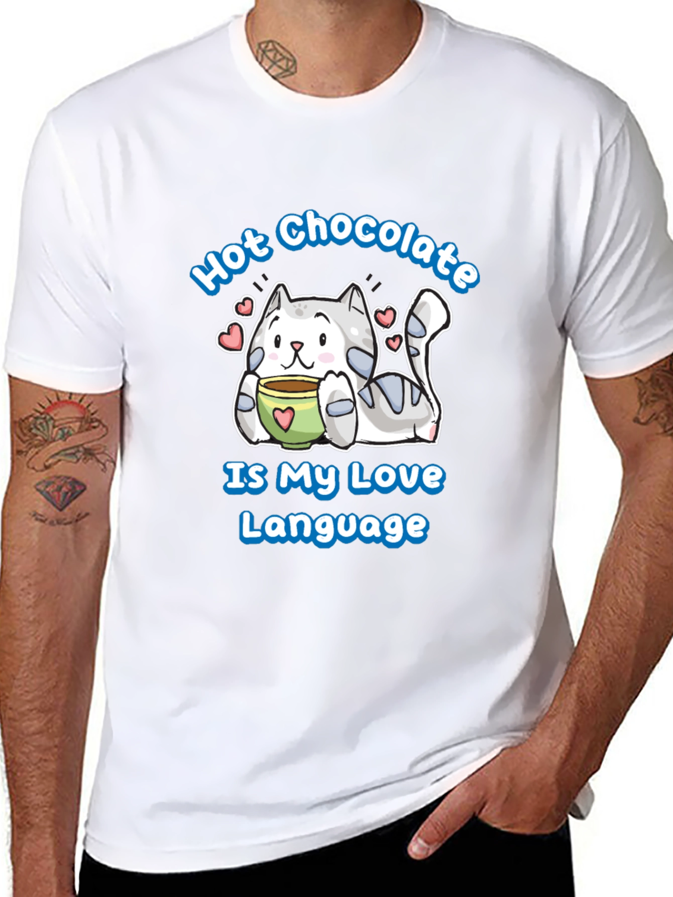 Hot Chocolate Cat Lover Black T-Shirt