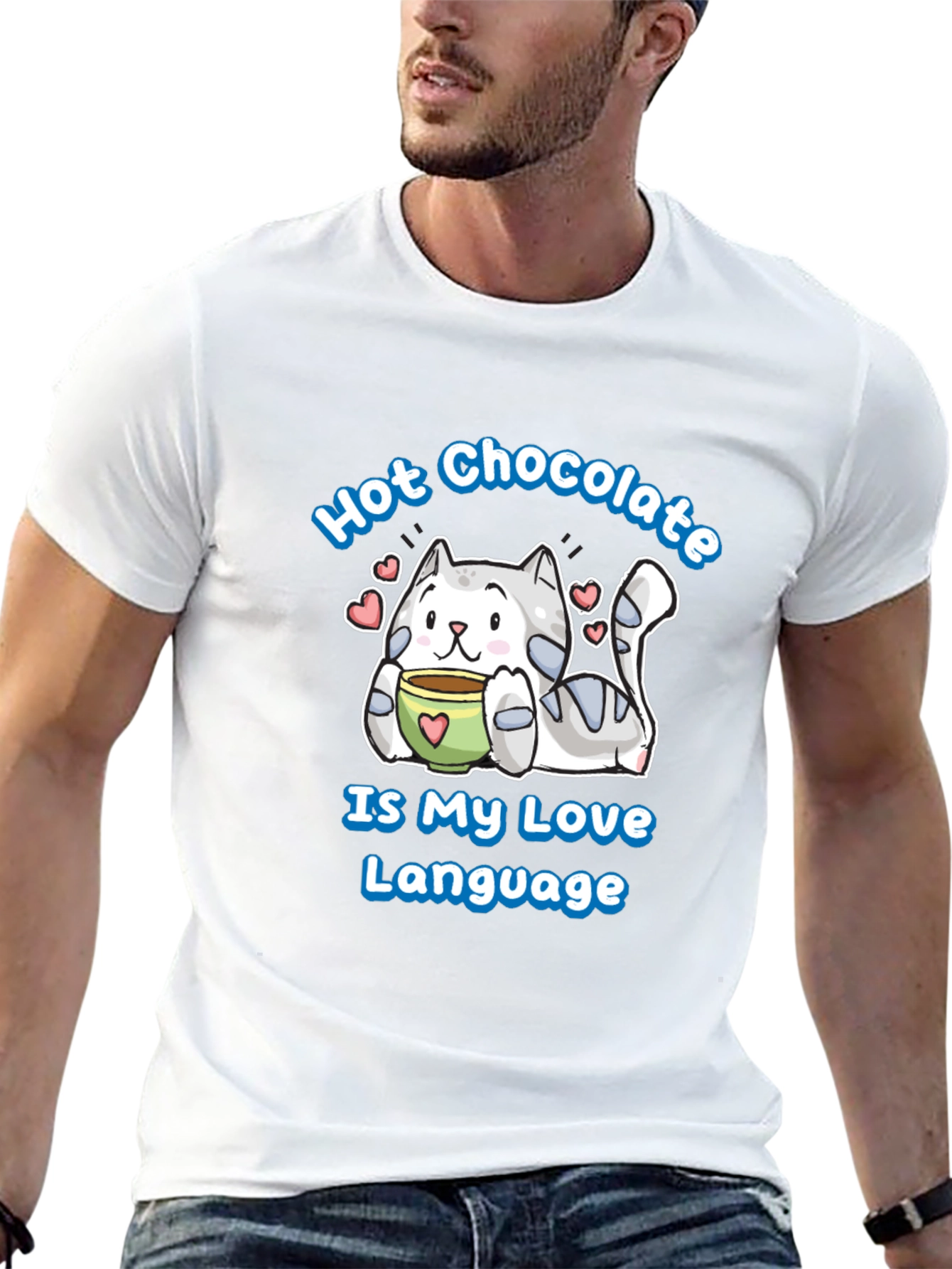Hot Chocolate Cat Lover Black T-Shirt