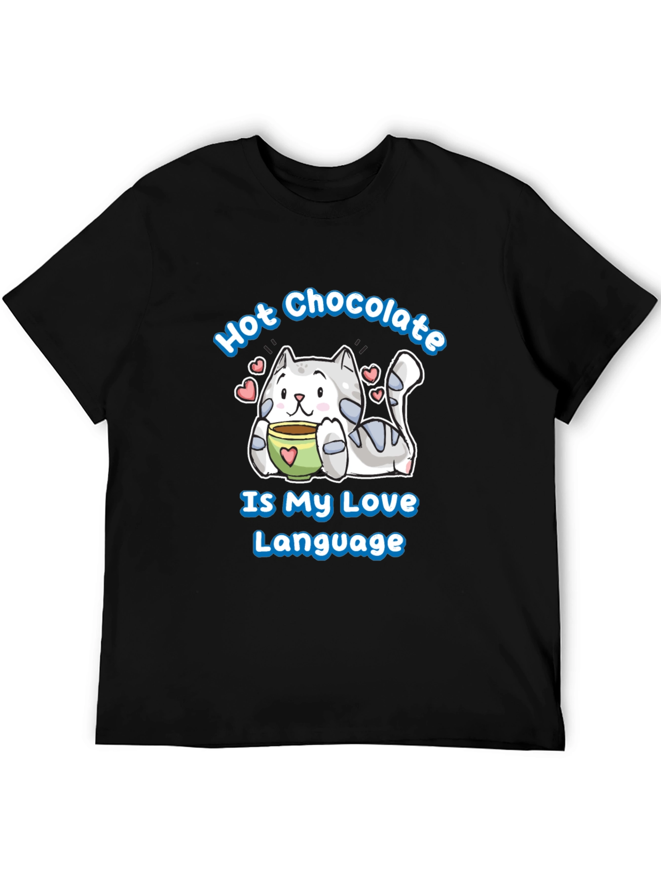 Hot Chocolate Cat Lover Black T-Shirt