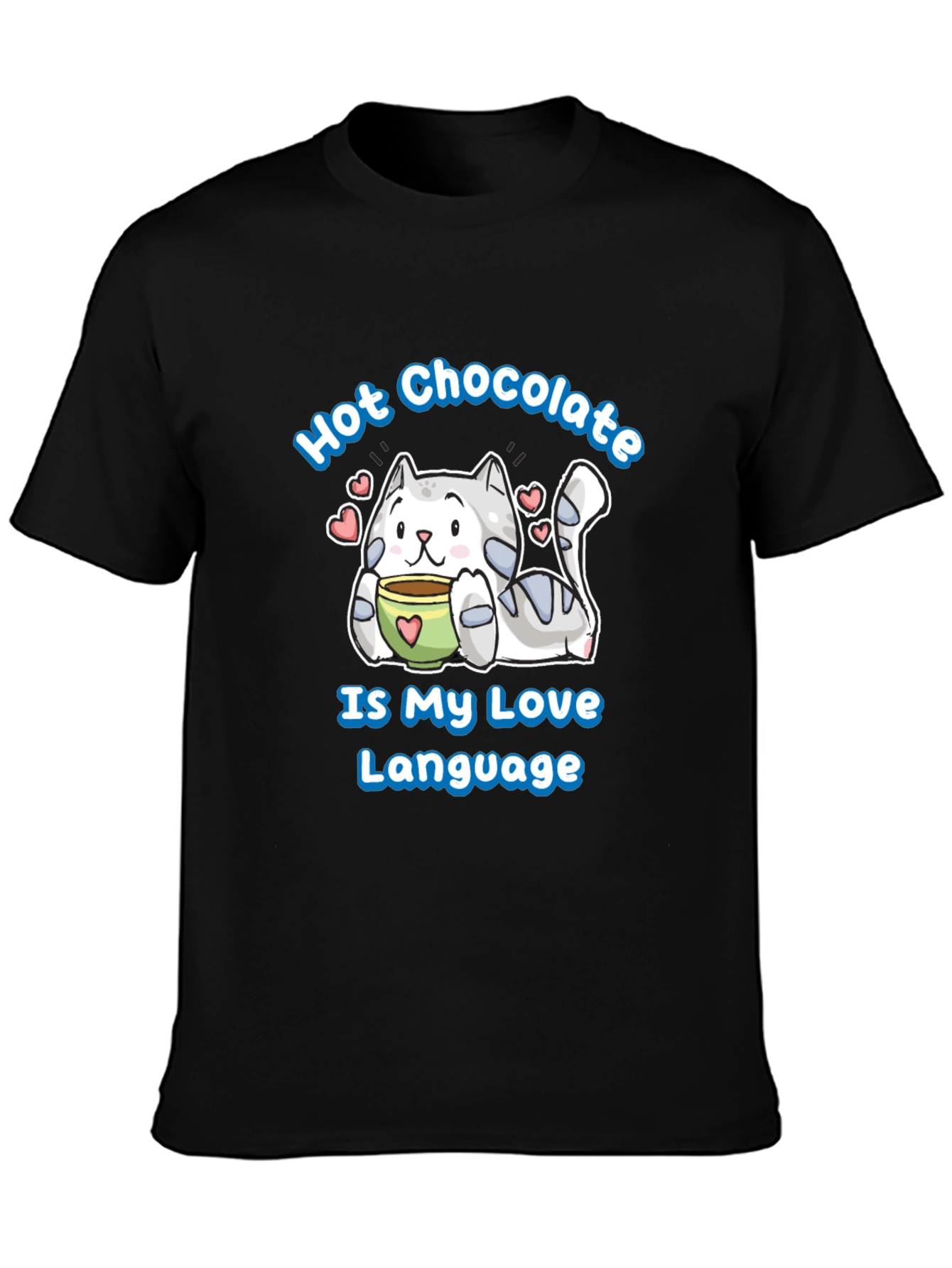 Hot Chocolate Cat Lover Black T-Shirt