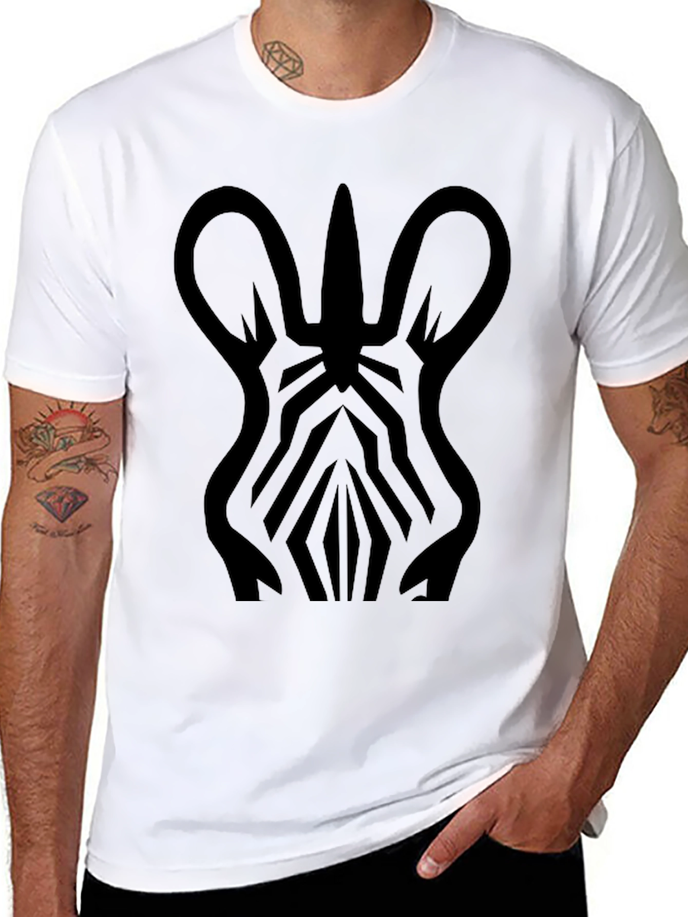 Black Zebra Graphic Print T-Shirt