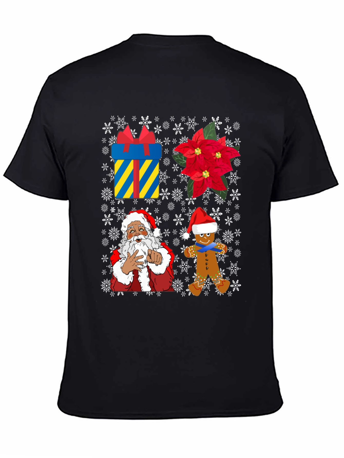 Festive Christmas T-Shirt with Santa and Gingerbread