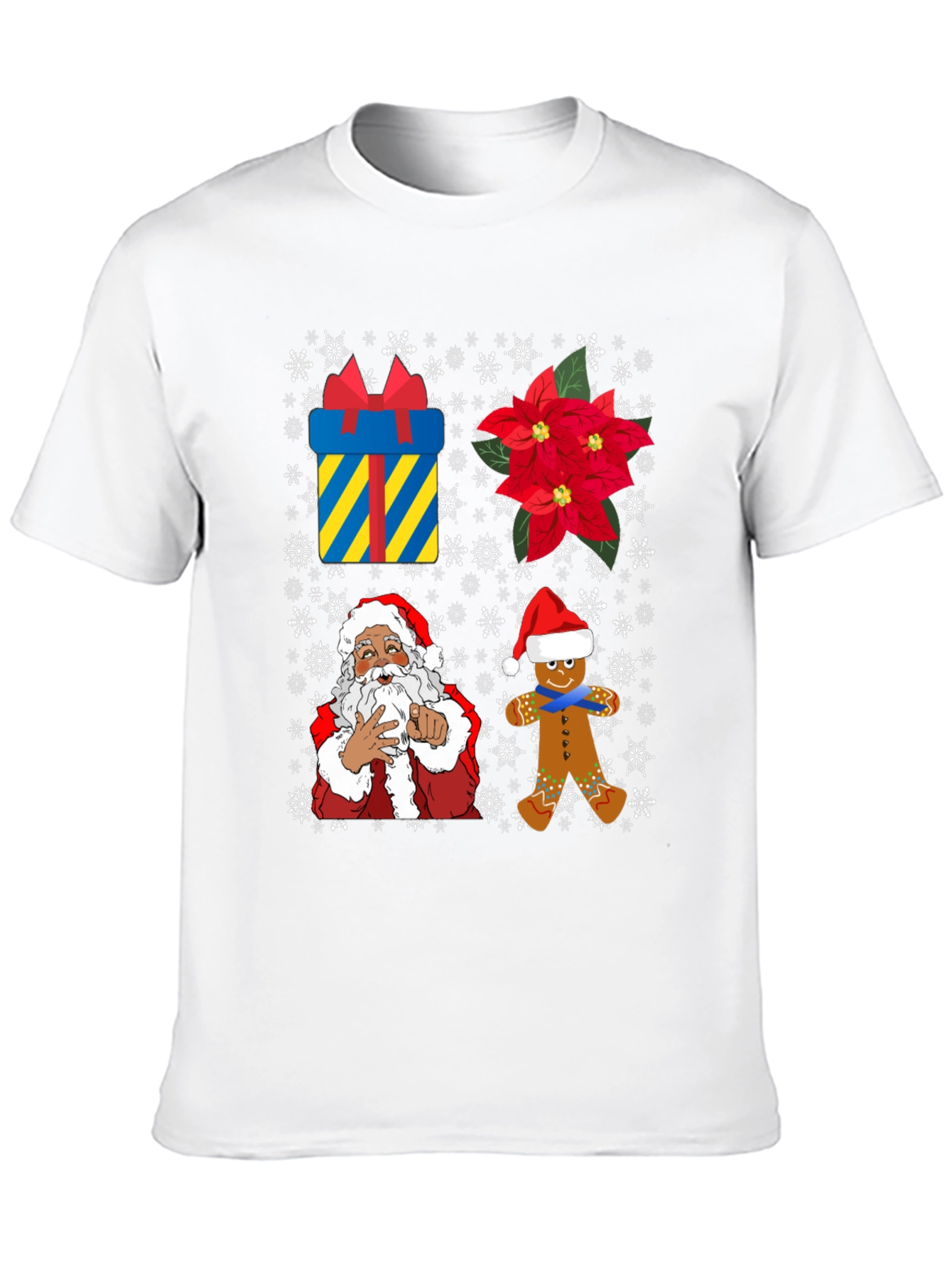 Festive Christmas T-Shirt with Santa and Gingerbread