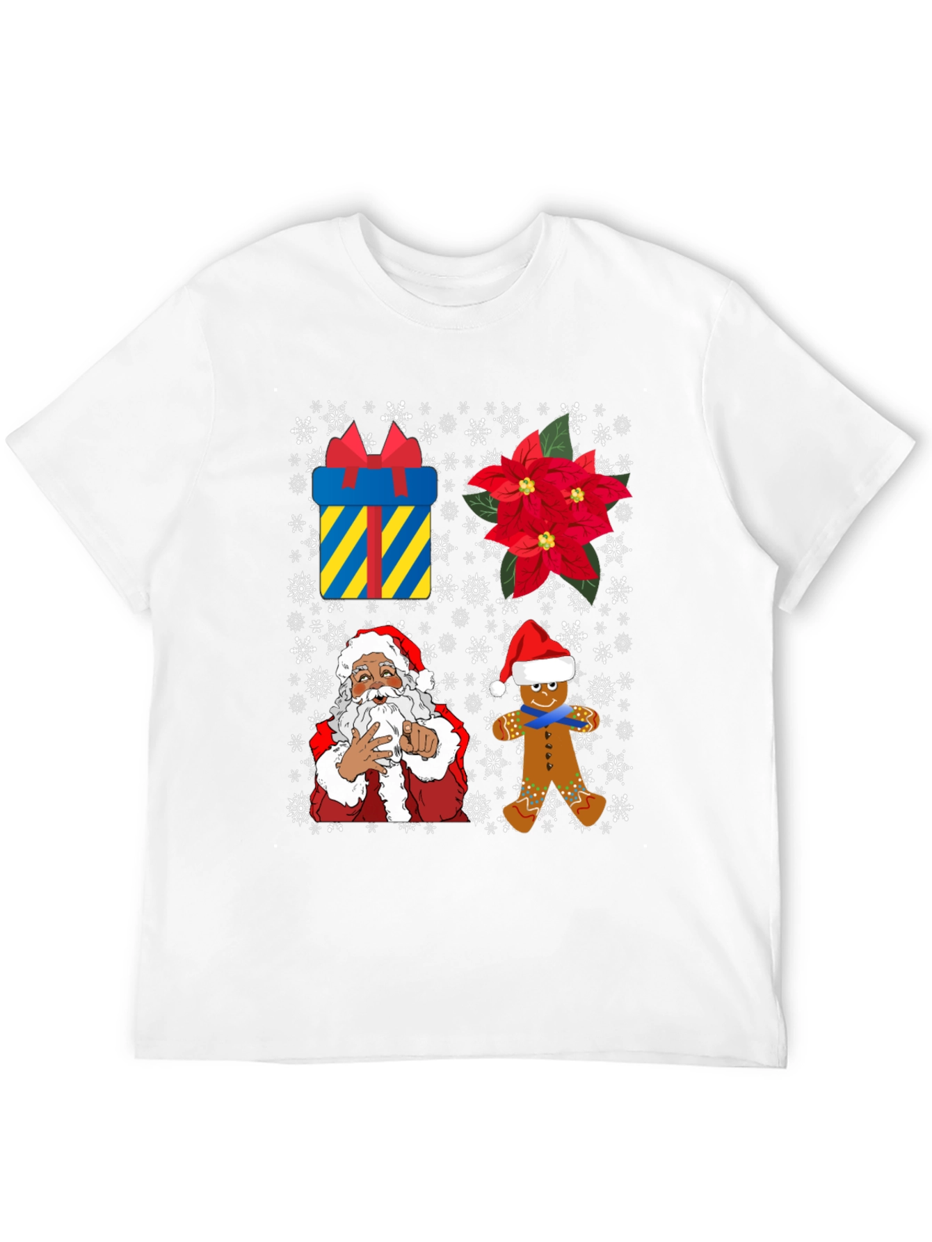 Festive Christmas T-Shirt with Santa and Gingerbread