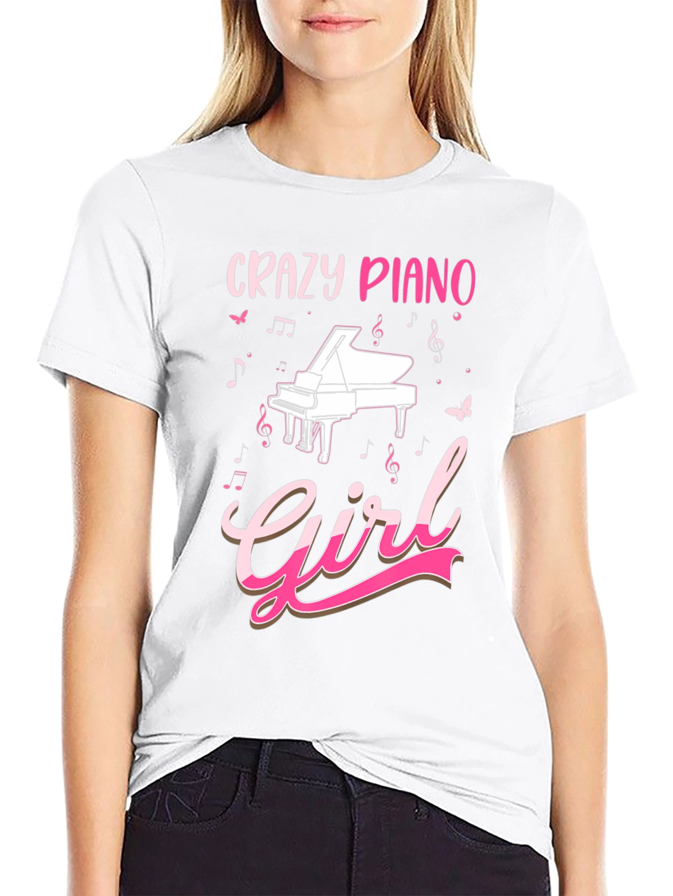 Crazy Piano Girl T-Shirt - Music Lover Tee