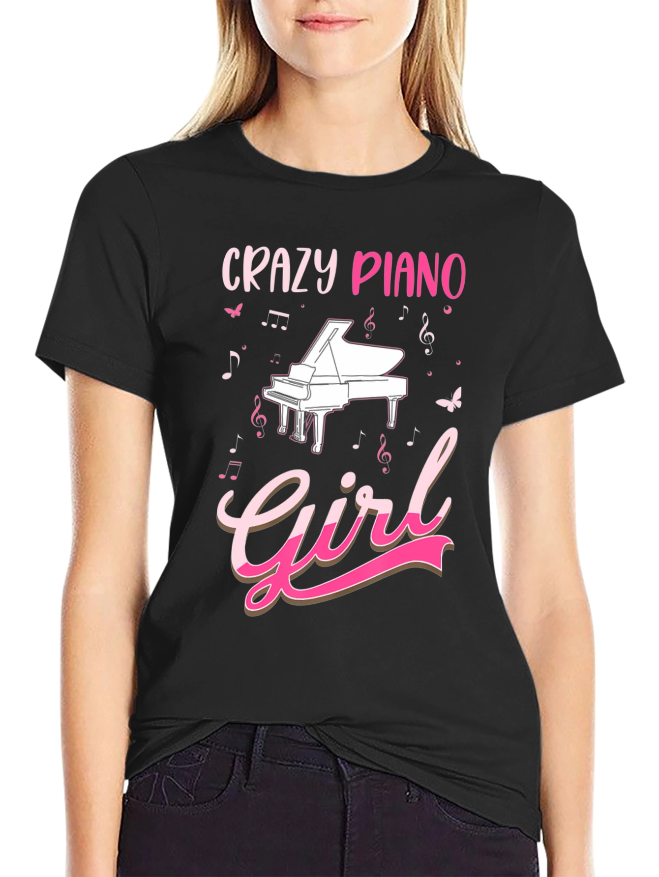 Crazy Piano Girl T-Shirt - Music Lover Tee