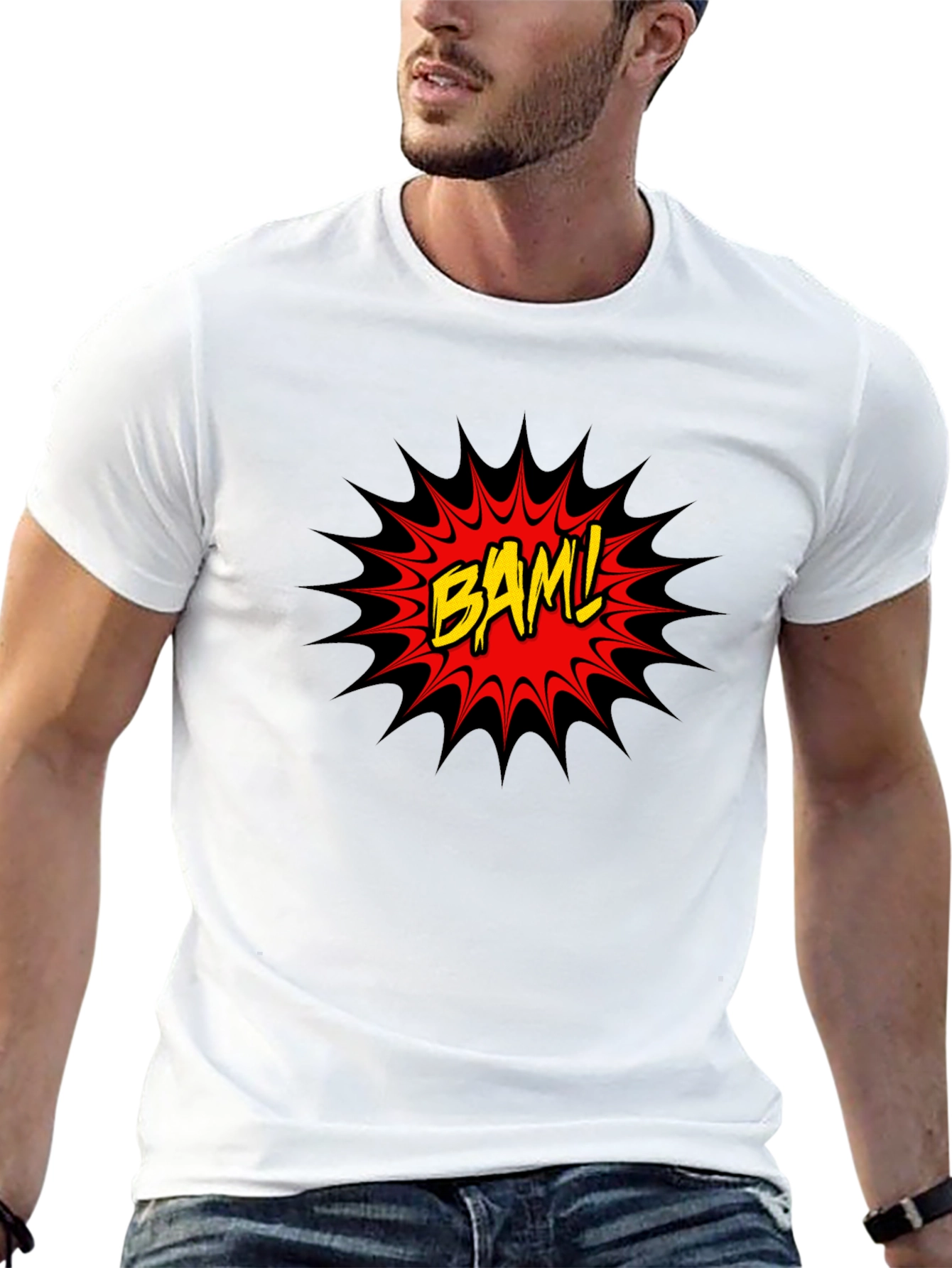 BAM! Comic Style Graphic Tee - Black